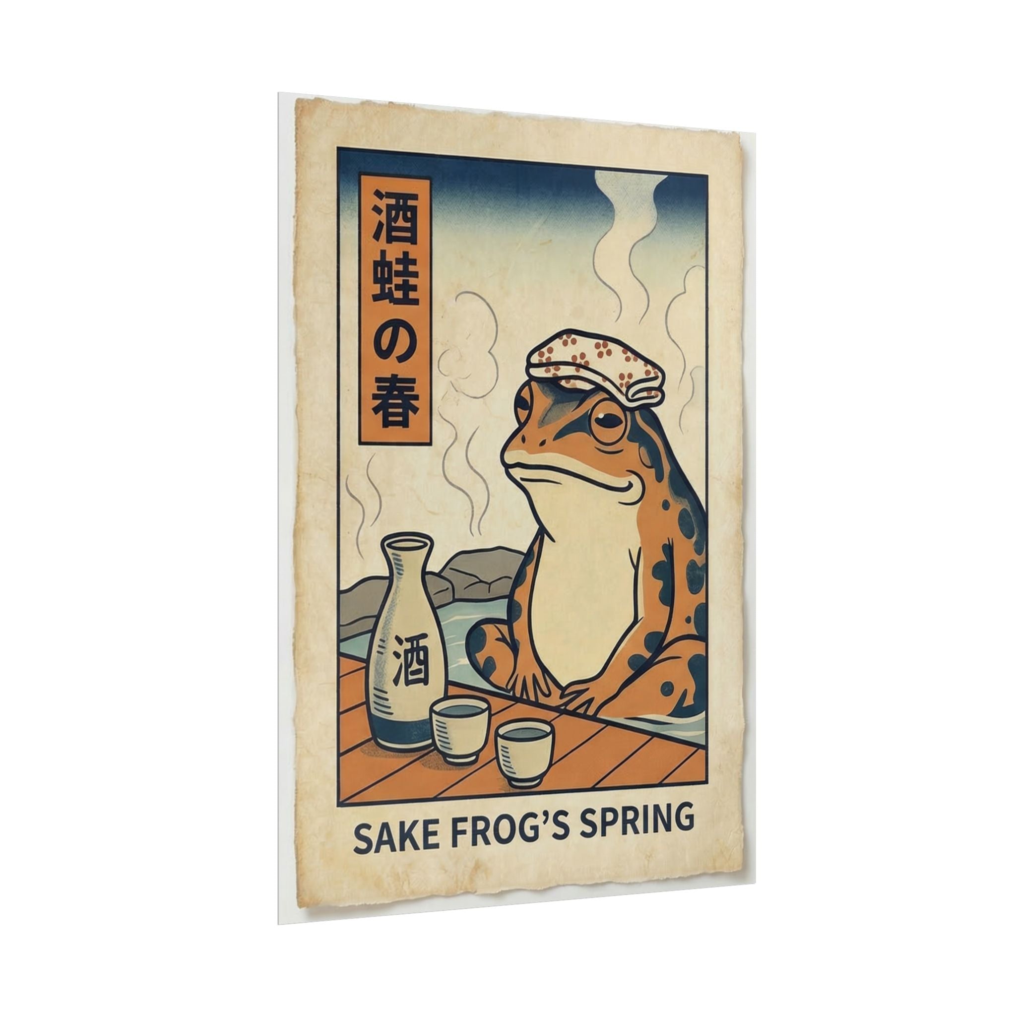 Sake Frog Illustration Rolled Poster | Japanese & Oriental Ukiyo-e Art Print