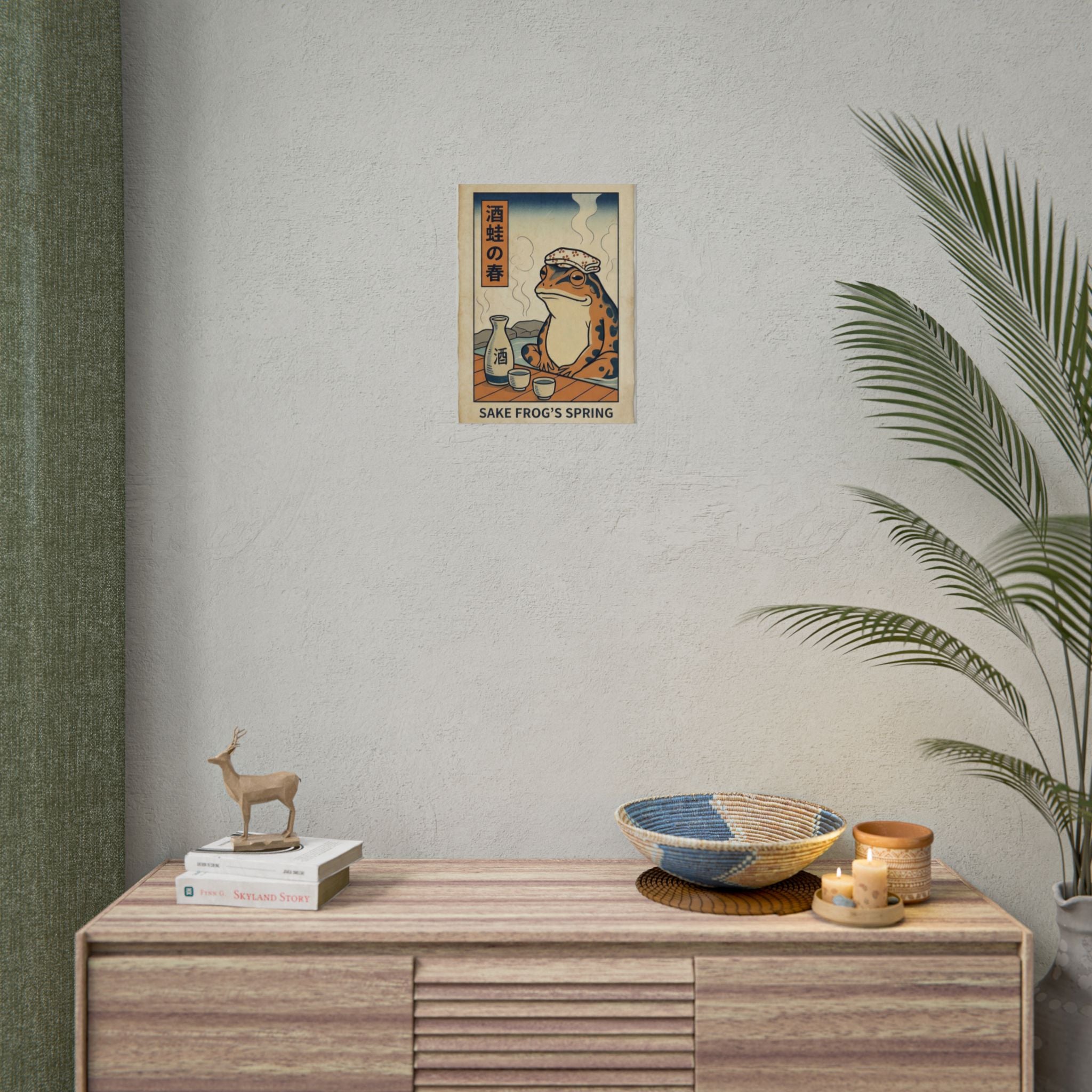 Sake Frog Illustration Rolled Poster | Japanese & Oriental Ukiyo-e Art Print