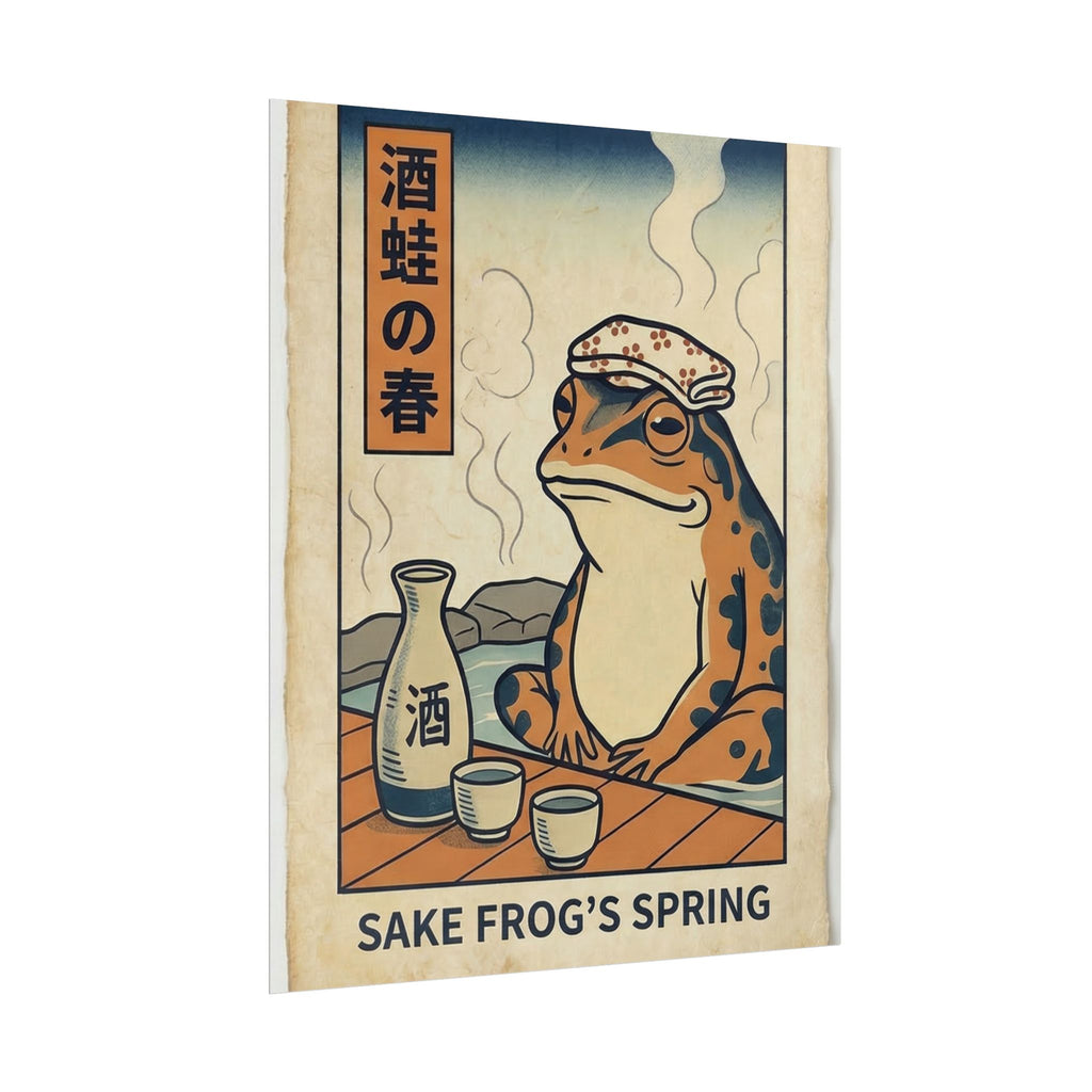 Sake Frog Illustration Rolled Poster | Japanese & Oriental Ukiyo-e Art Print