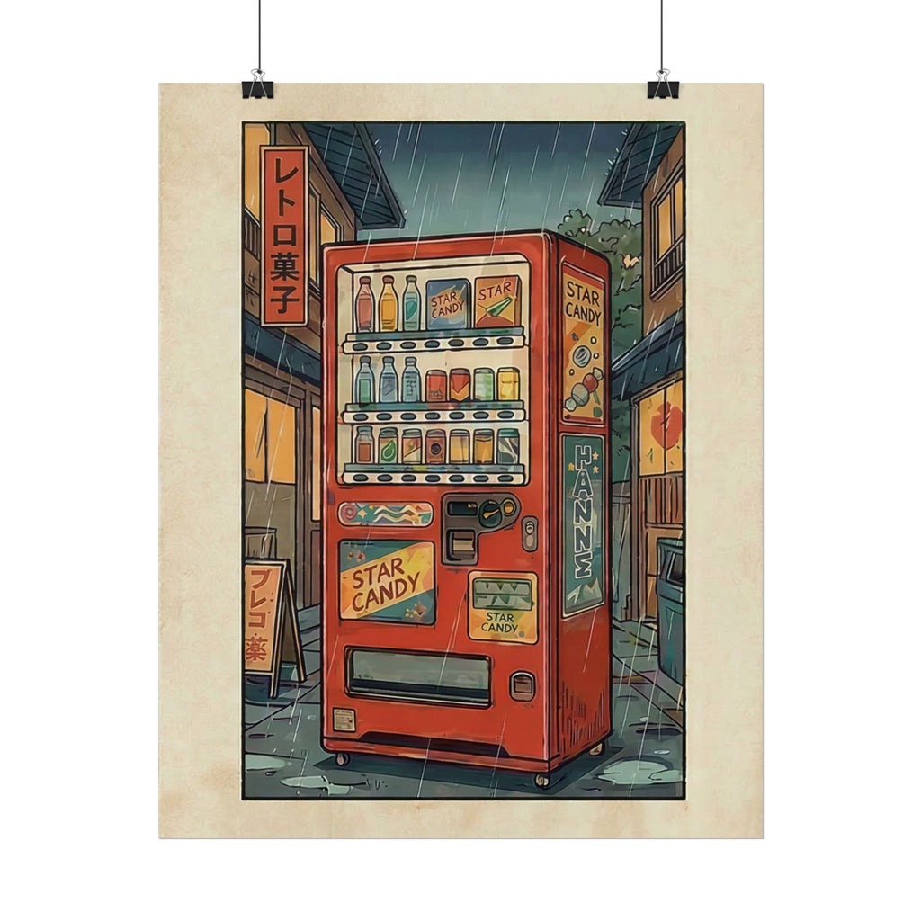 Retro Japanese Vending Machine Poster | Aged paper look | Rolled Poster