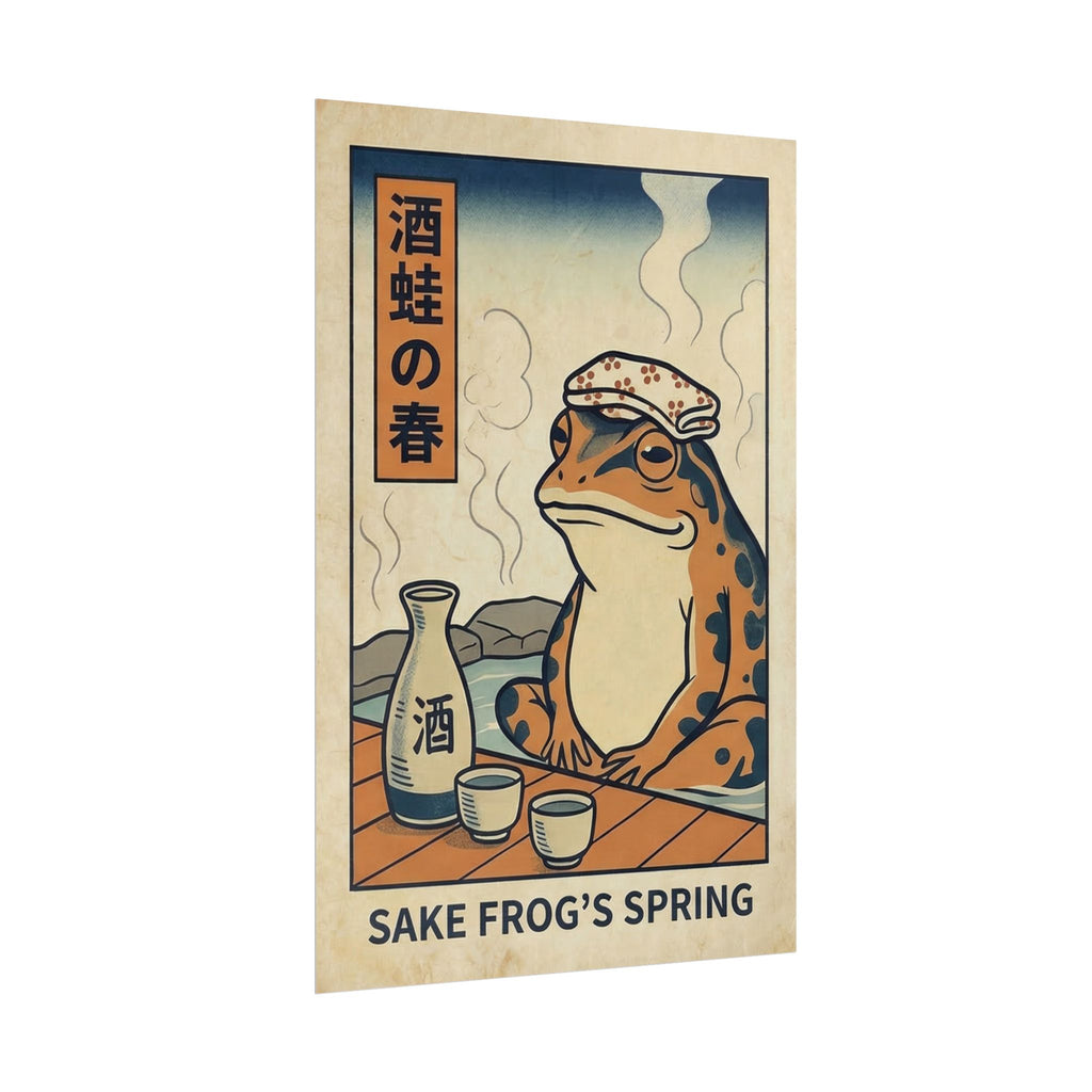 Sake Frog Illustration Rolled Poster | Japanese & Oriental Ukiyo-e Art Print