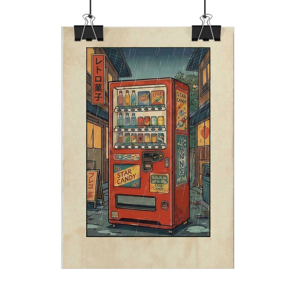 Retro Japanese Vending Machine Poster | Aged paper look | Rolled Poster