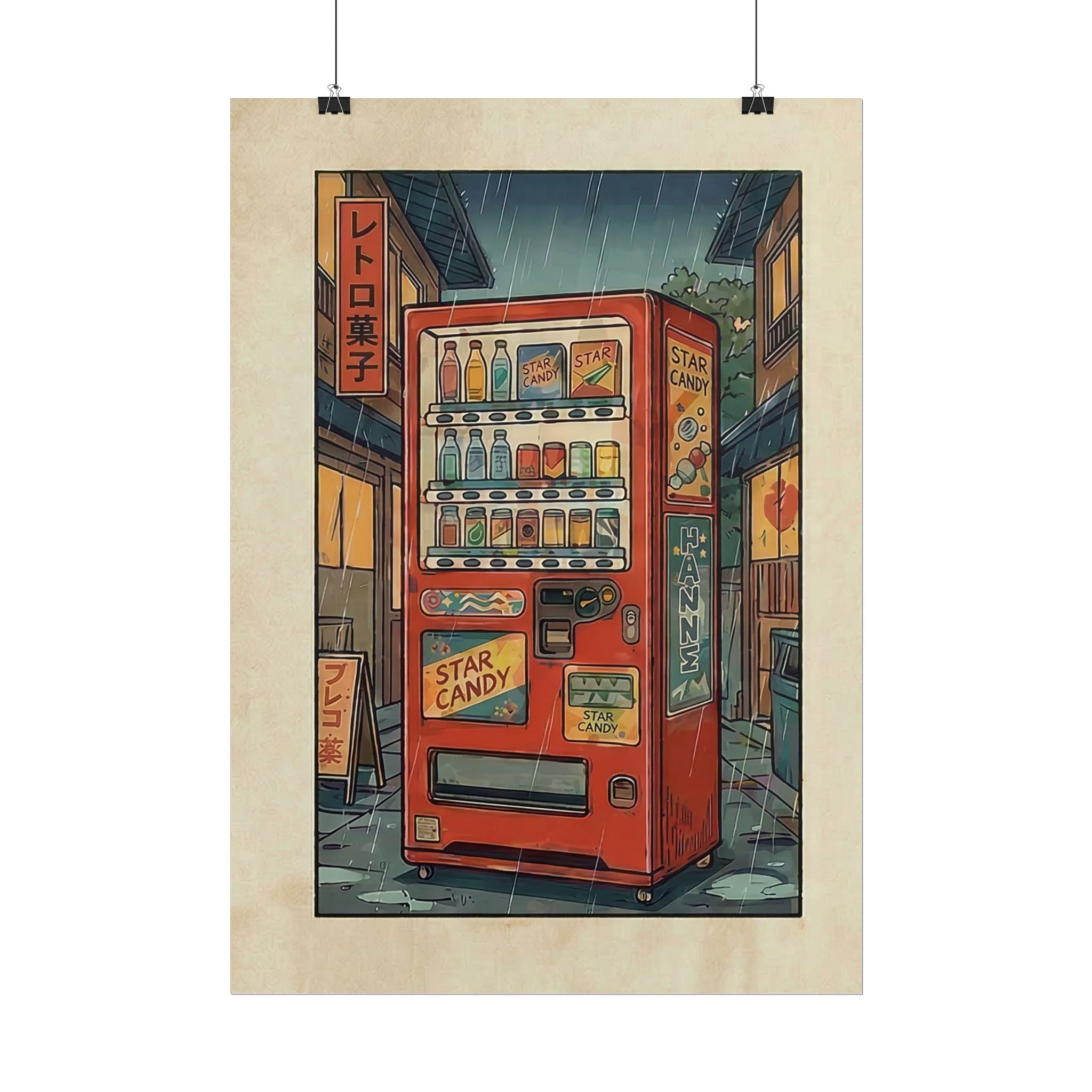 Retro Japanese Vending Machine Poster | Aged paper look | Rolled Poster