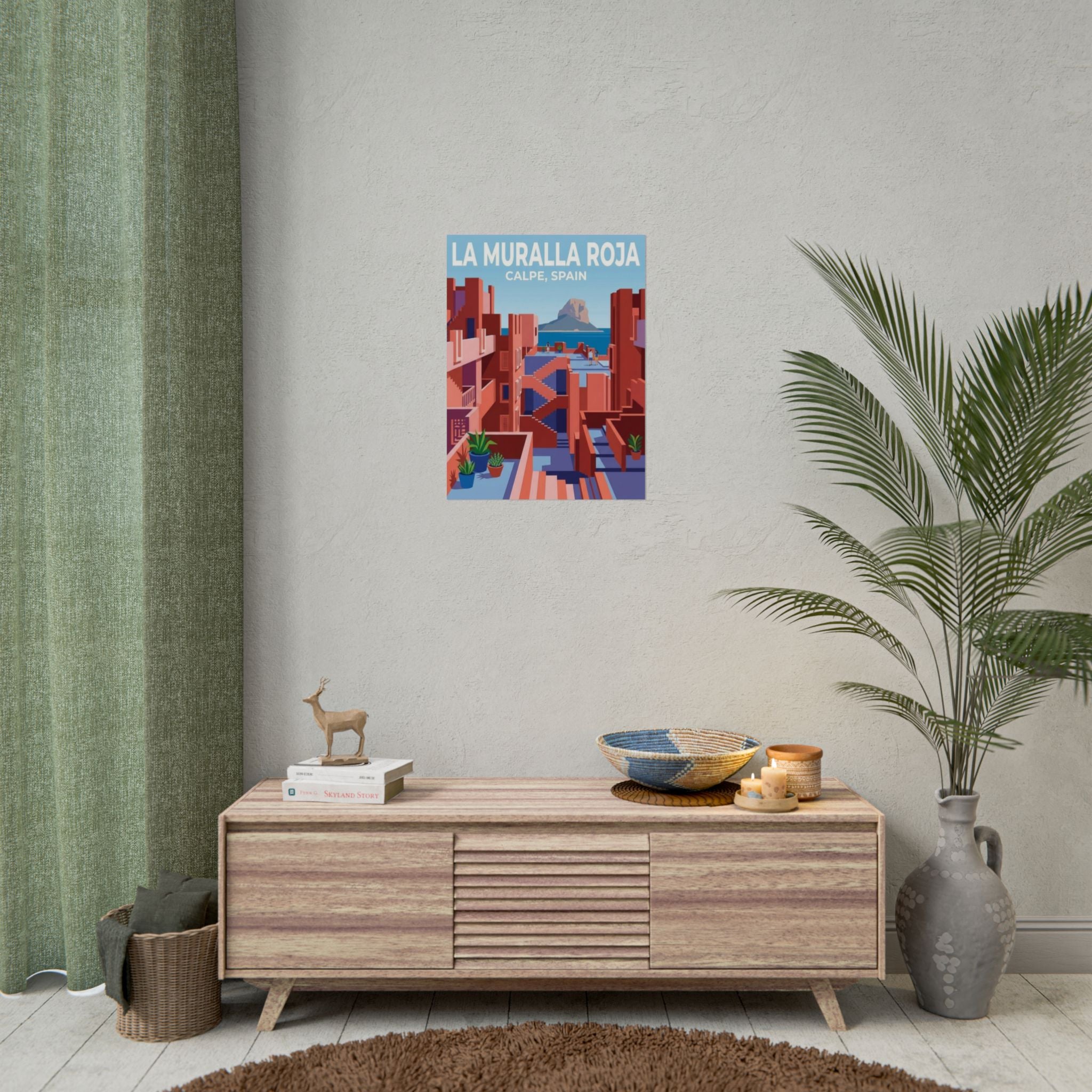 La Muralla Roja Calpe Spain Clean Minimalistic Poster | Rolled Poster, Architectural Travel Art