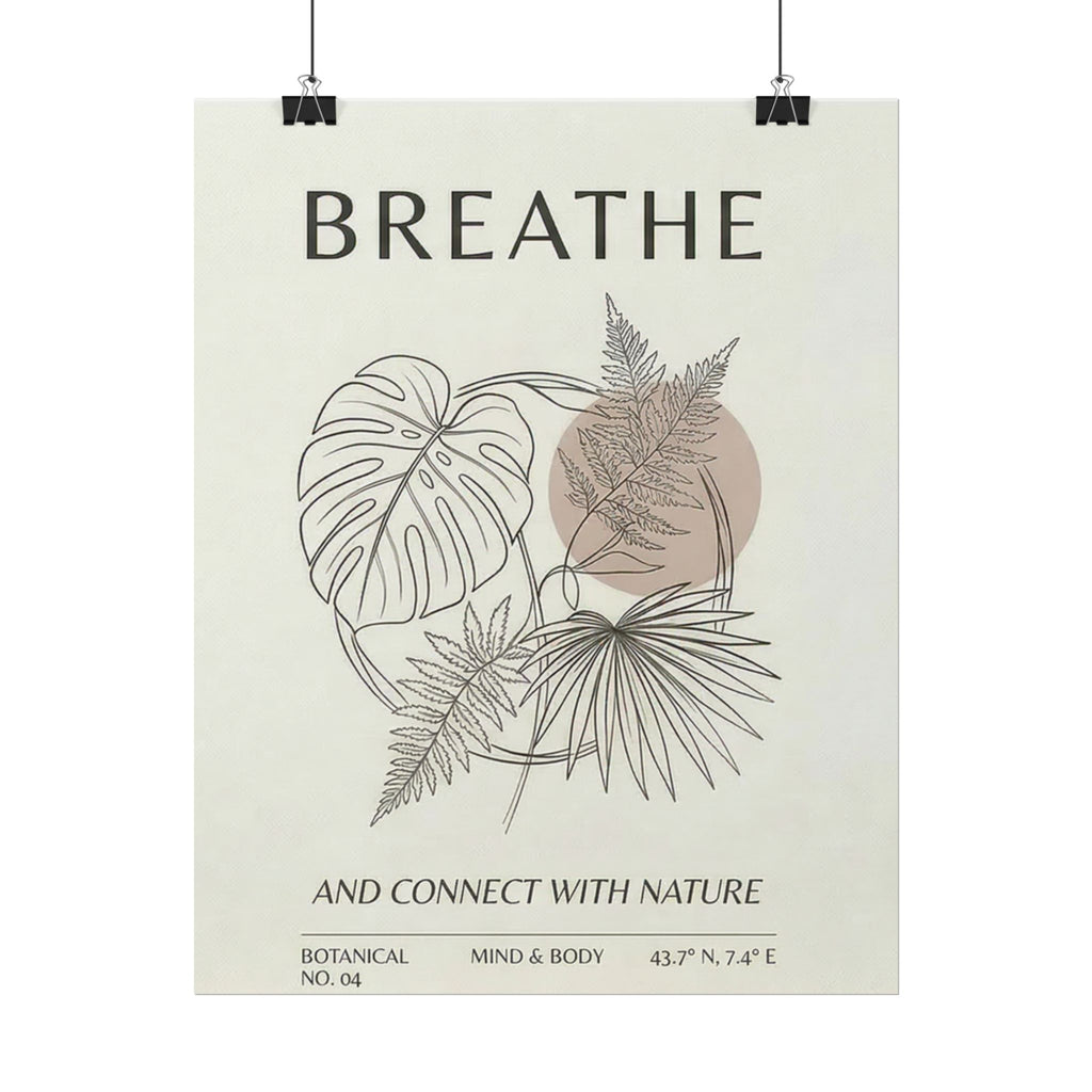 Biophilic breathe botanical wall art Rolled Poster | plant illustration, neutral tones
