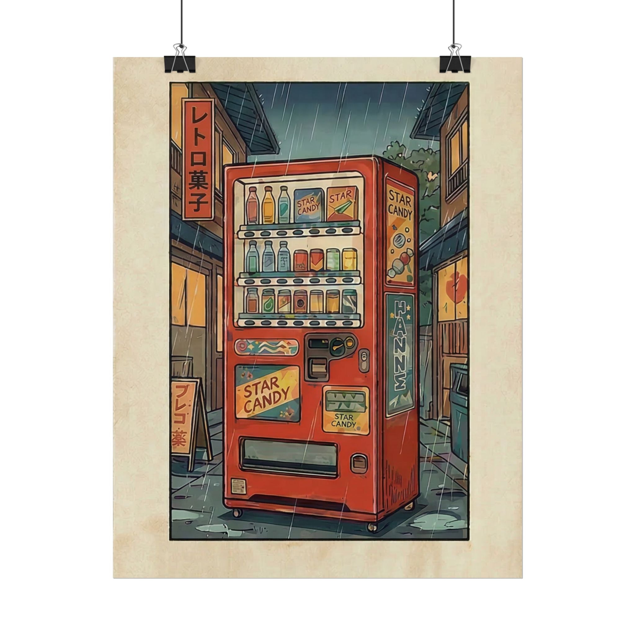 Retro Japanese Vending Machine Poster | Aged paper look | Rolled Poster