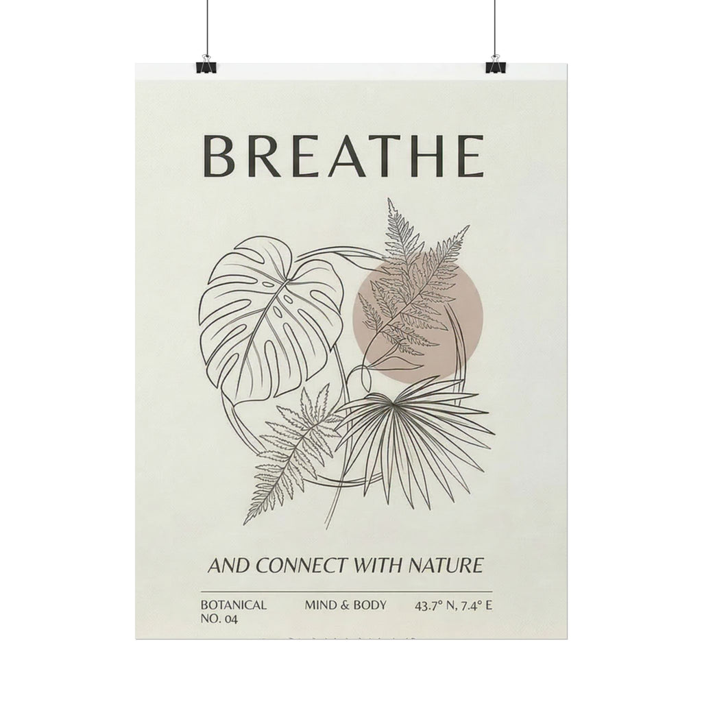 Biophilic breathe botanical wall art Rolled Poster | plant illustration, neutral tones