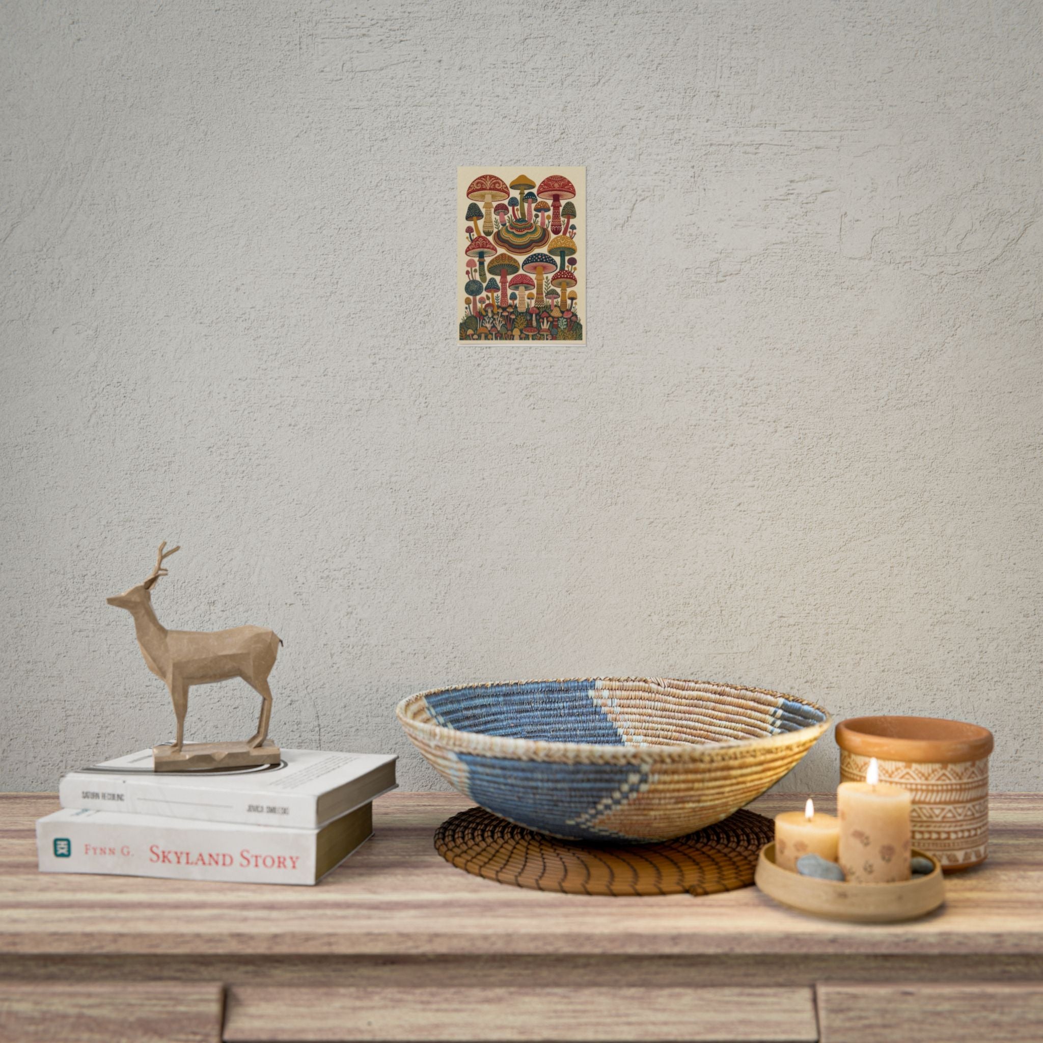 Psychedelic Mushroom Forest Rolled Poster | Retro Botanical Wall Art