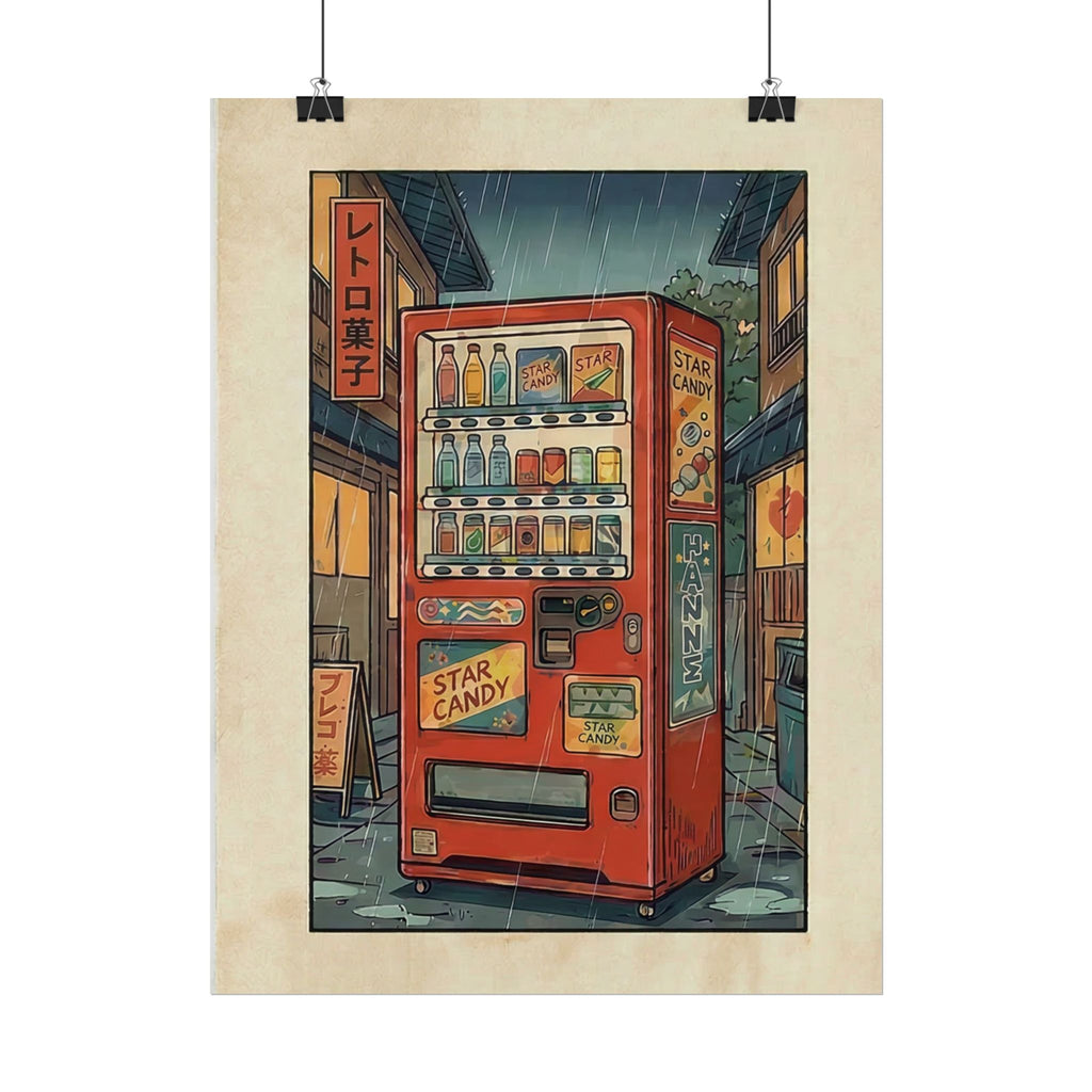 Retro Japanese Vending Machine Poster | Aged paper look | Rolled Poster