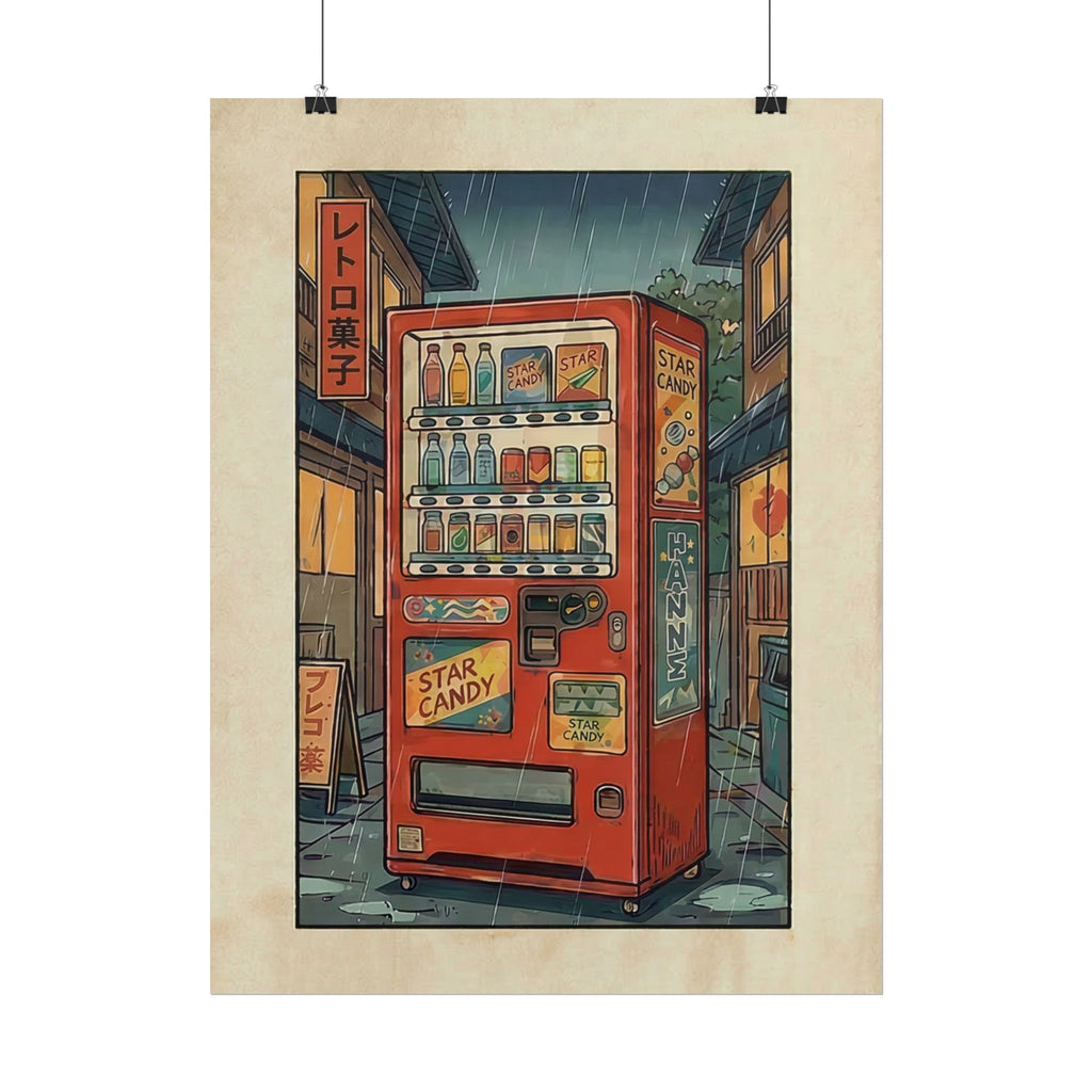 Retro Japanese Vending Machine Poster | Aged paper look | Rolled Poster