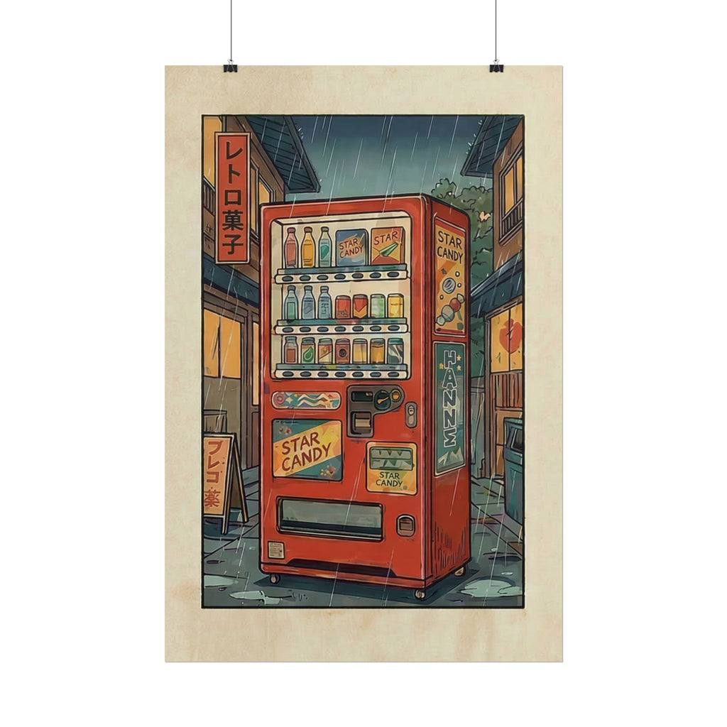 Retro Japanese Vending Machine Poster | Aged paper look | Rolled Poster