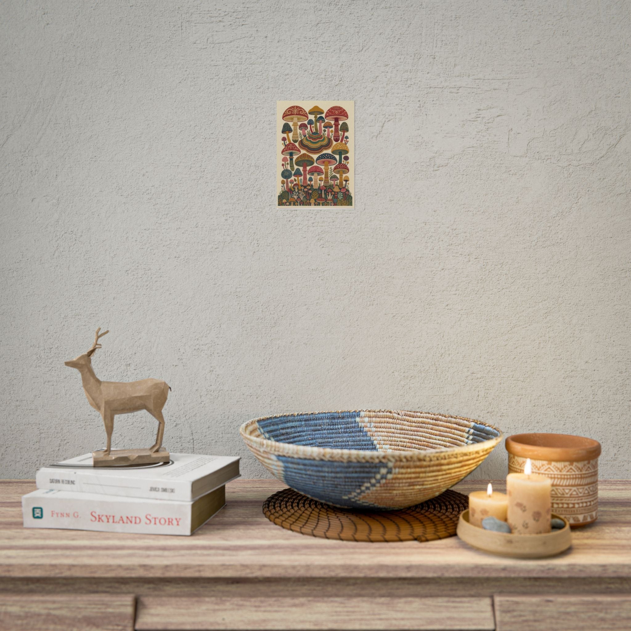 Psychedelic Mushroom Forest Rolled Poster | Retro Botanical Wall Art