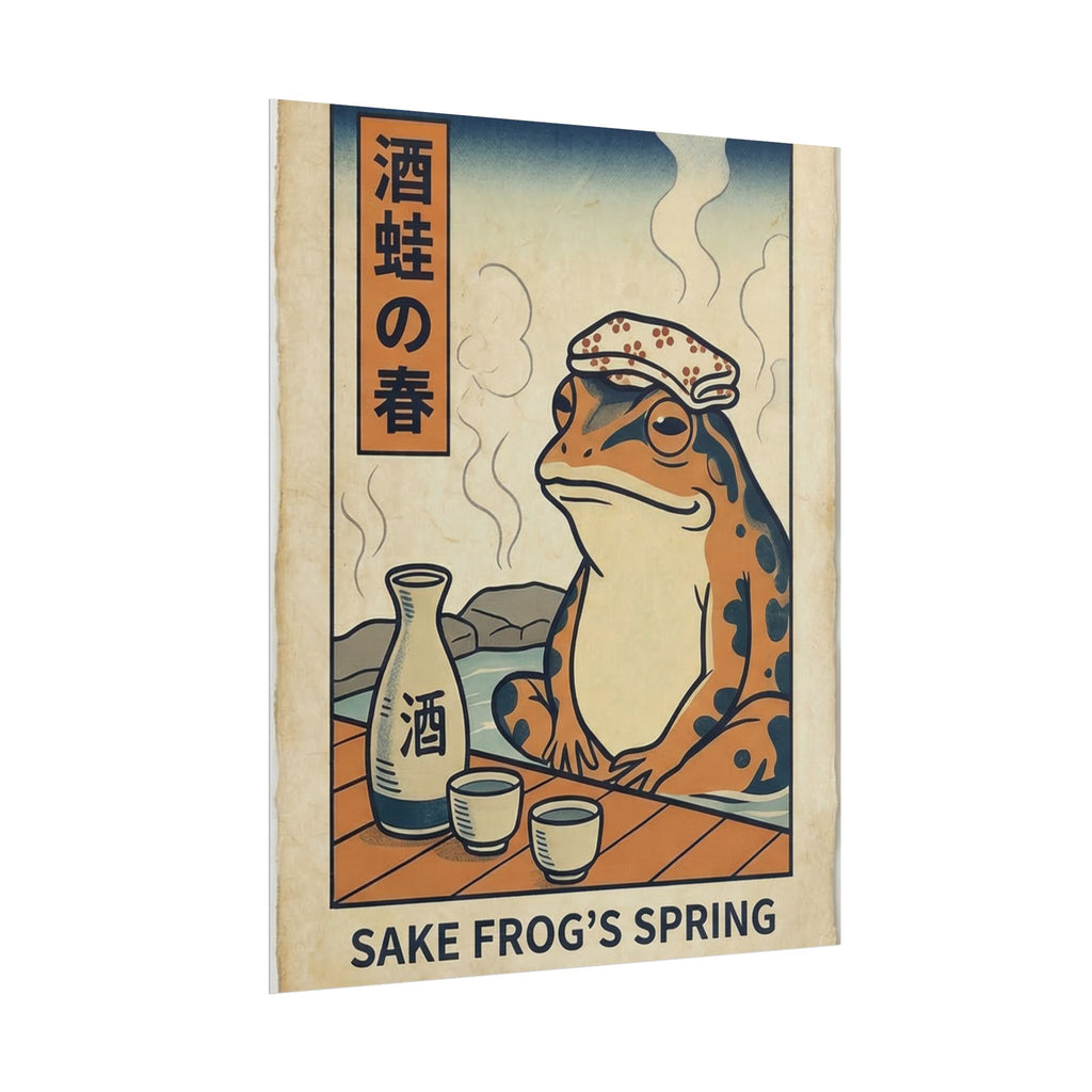 Sake Frog Illustration Rolled Poster | Japanese & Oriental Ukiyo-e Art Print