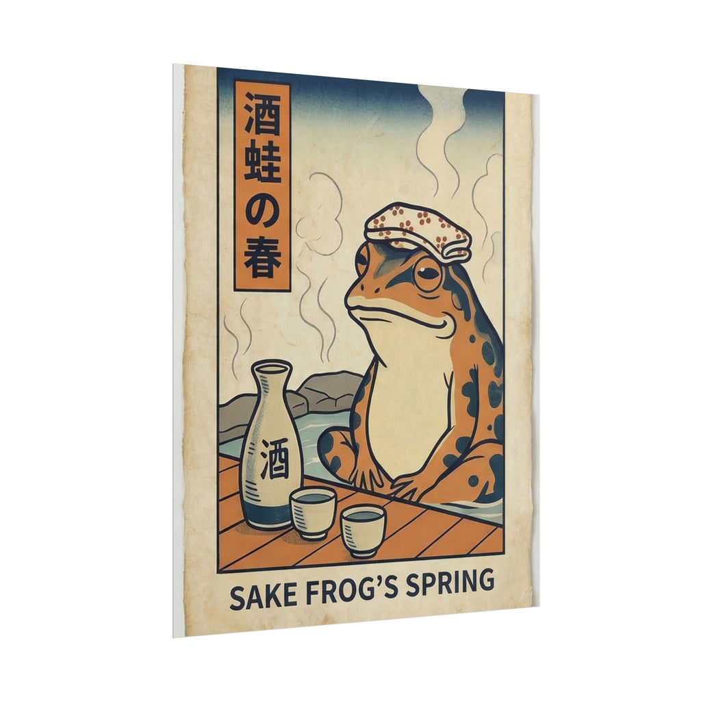 Sake Frog Illustration Rolled Poster | Japanese & Oriental Ukiyo-e Art Print