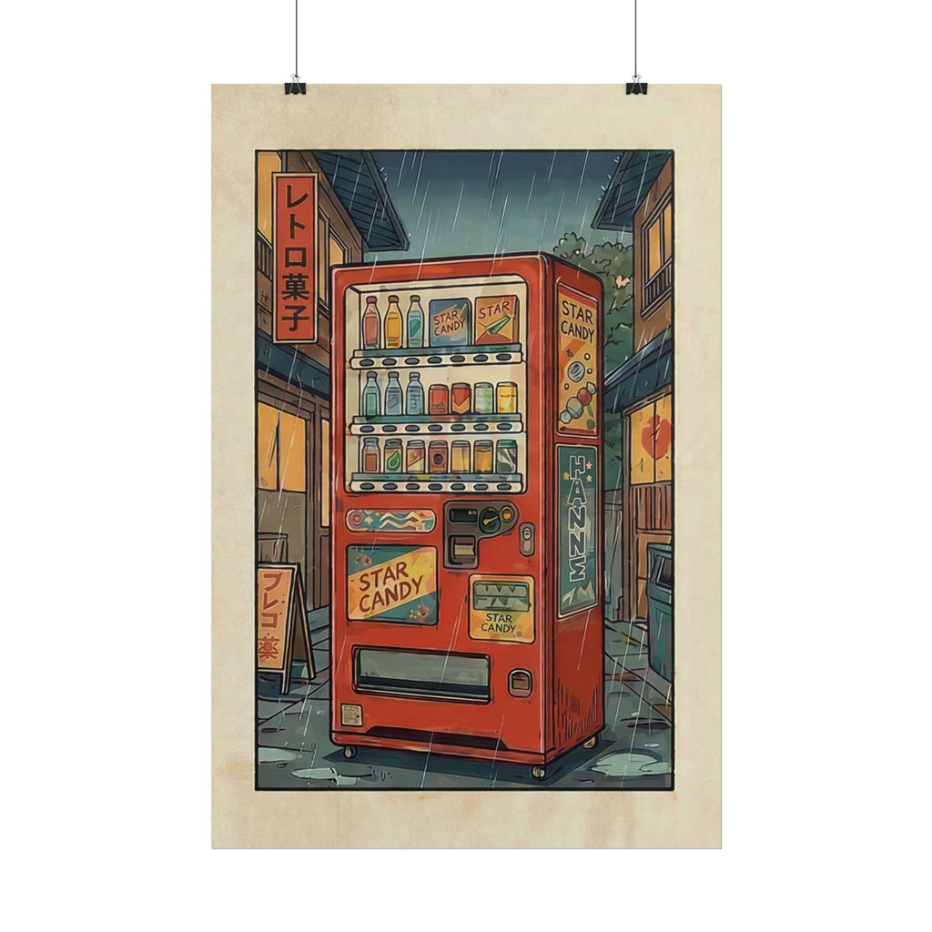 Retro Japanese Vending Machine Poster | Aged paper look | Rolled Poster