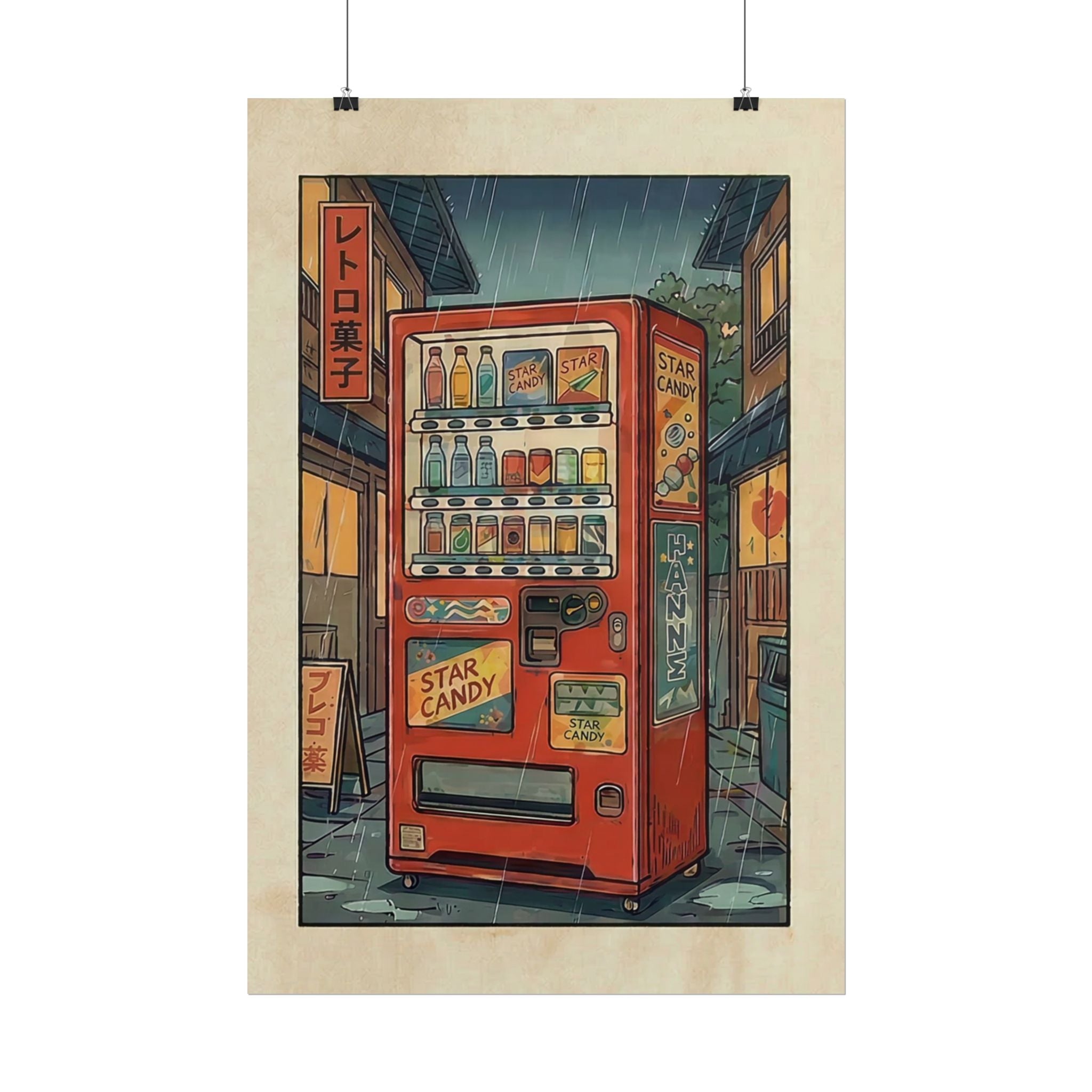 Retro Japanese Vending Machine Poster | Aged paper look | Rolled Poster
