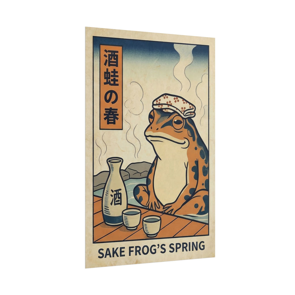 Sake Frog Illustration Rolled Poster | Japanese & Oriental Ukiyo-e Art Print