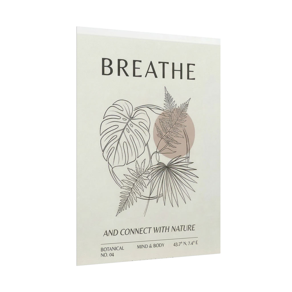 Biophilic breathe botanical wall art Rolled Poster | plant illustration, neutral tones