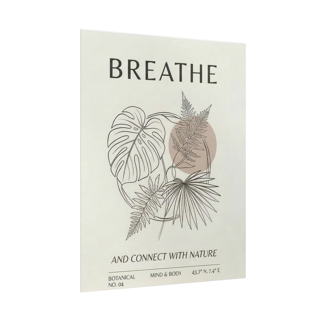 Biophilic breathe botanical wall art Rolled Poster | plant illustration, neutral tones