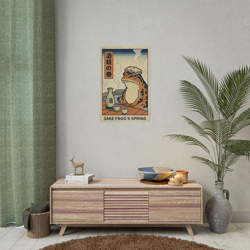 Sake Frog Illustration Rolled Poster | Japanese & Oriental Ukiyo-e Art Print