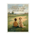 Boy and Dog Watching Sunset Rolled Poster | Minimalistic acrylic art poster