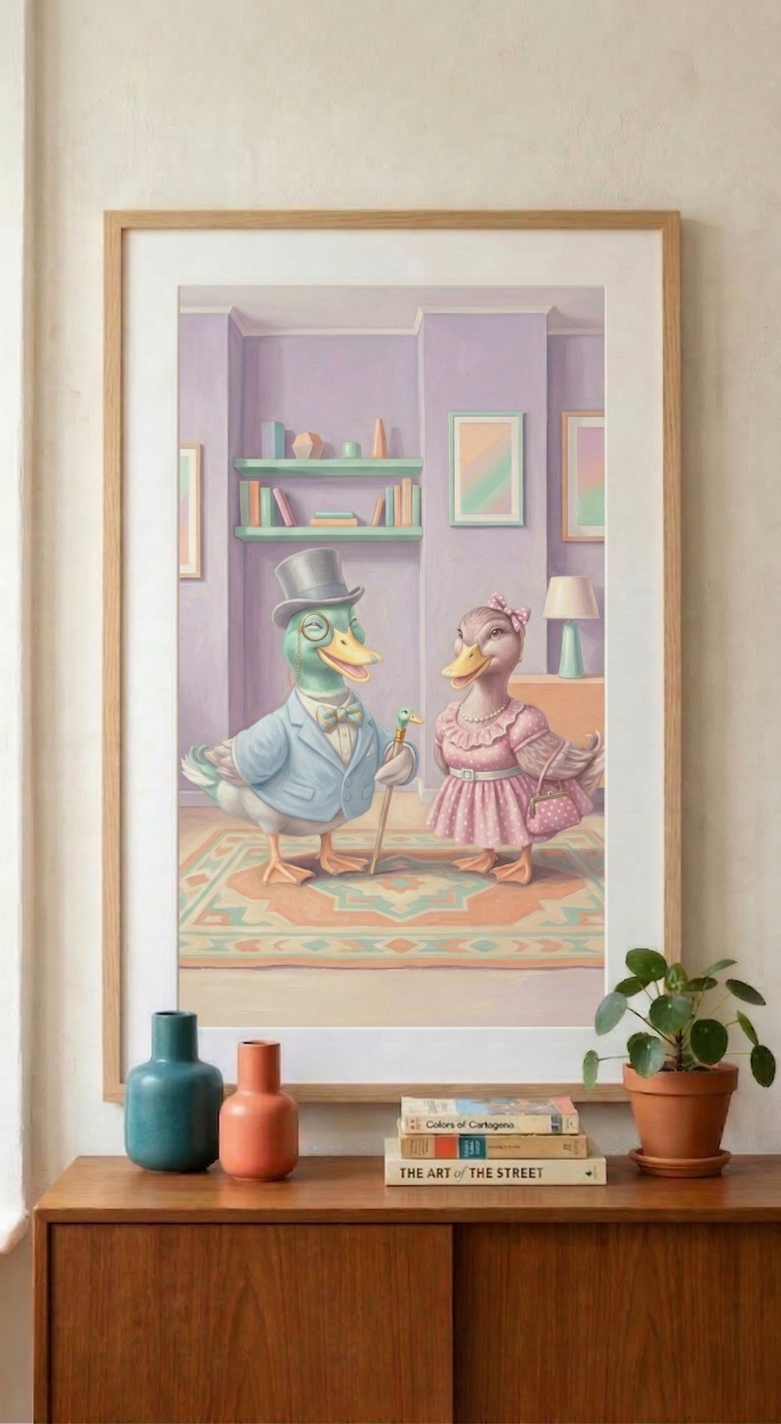 Rolled Poster — Vintage Dressed Ducks Illustration (Whimsical Nursery Wall Art)