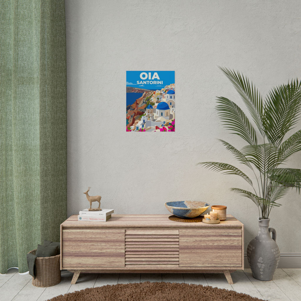 Oia Santorini Chic Travel Poster Rolled Poster | Block color | Greek Island Wall Art