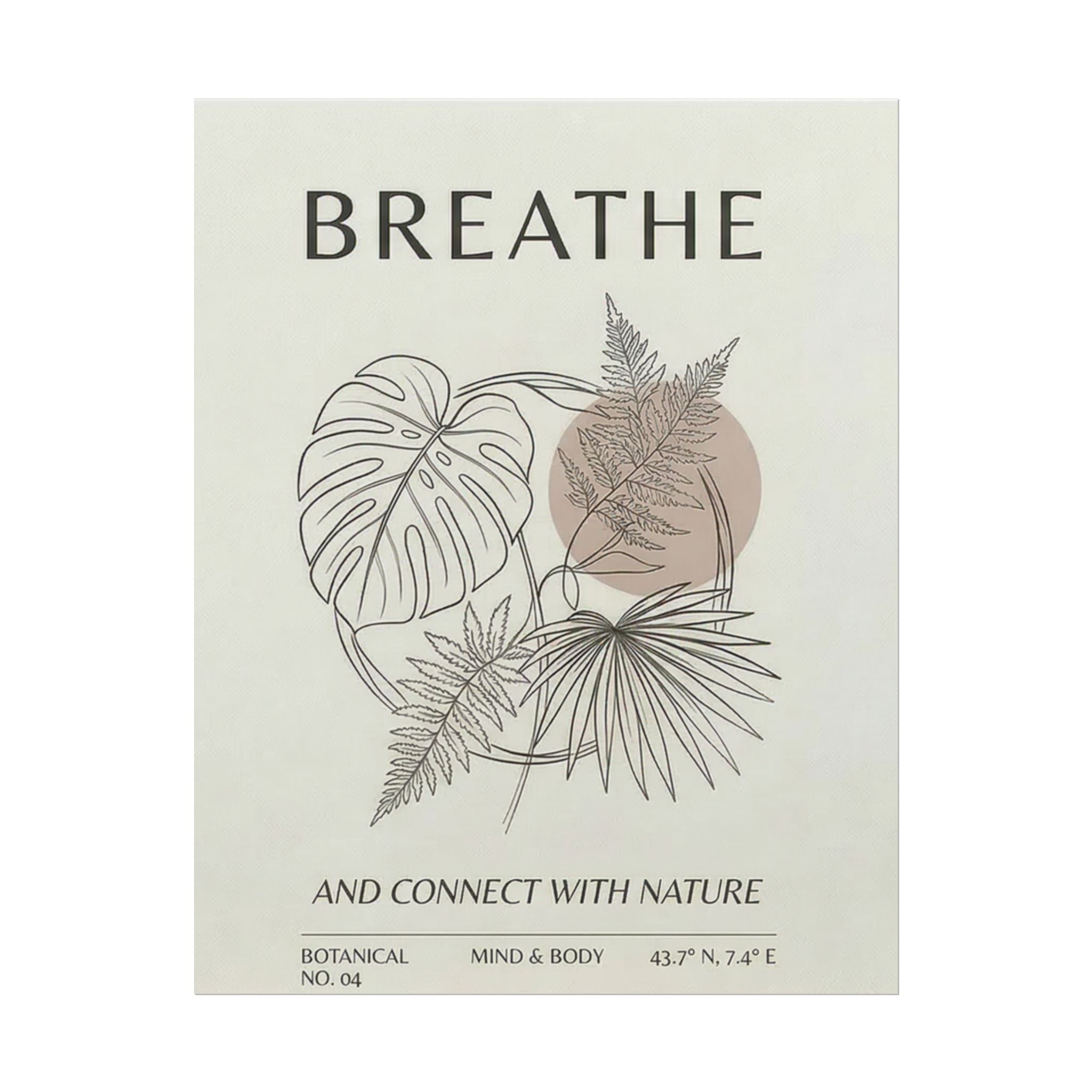 Biophilic breathe botanical wall art Rolled Poster | plant illustration, neutral tones