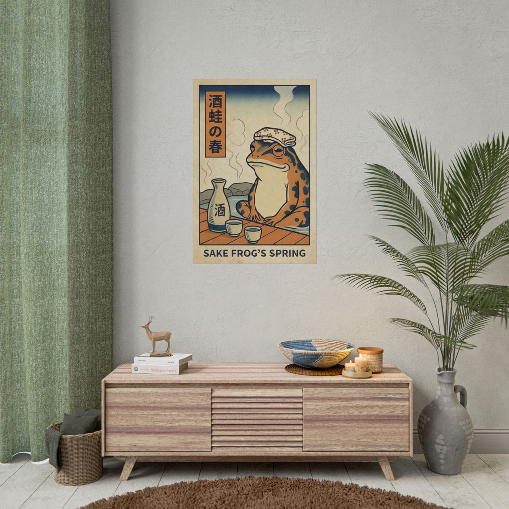 Sake Frog Illustration Rolled Poster | Japanese & Oriental Ukiyo-e Art Print