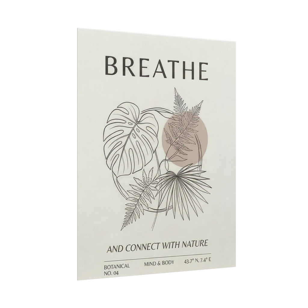 Biophilic breathe botanical wall art Rolled Poster | plant illustration, neutral tones