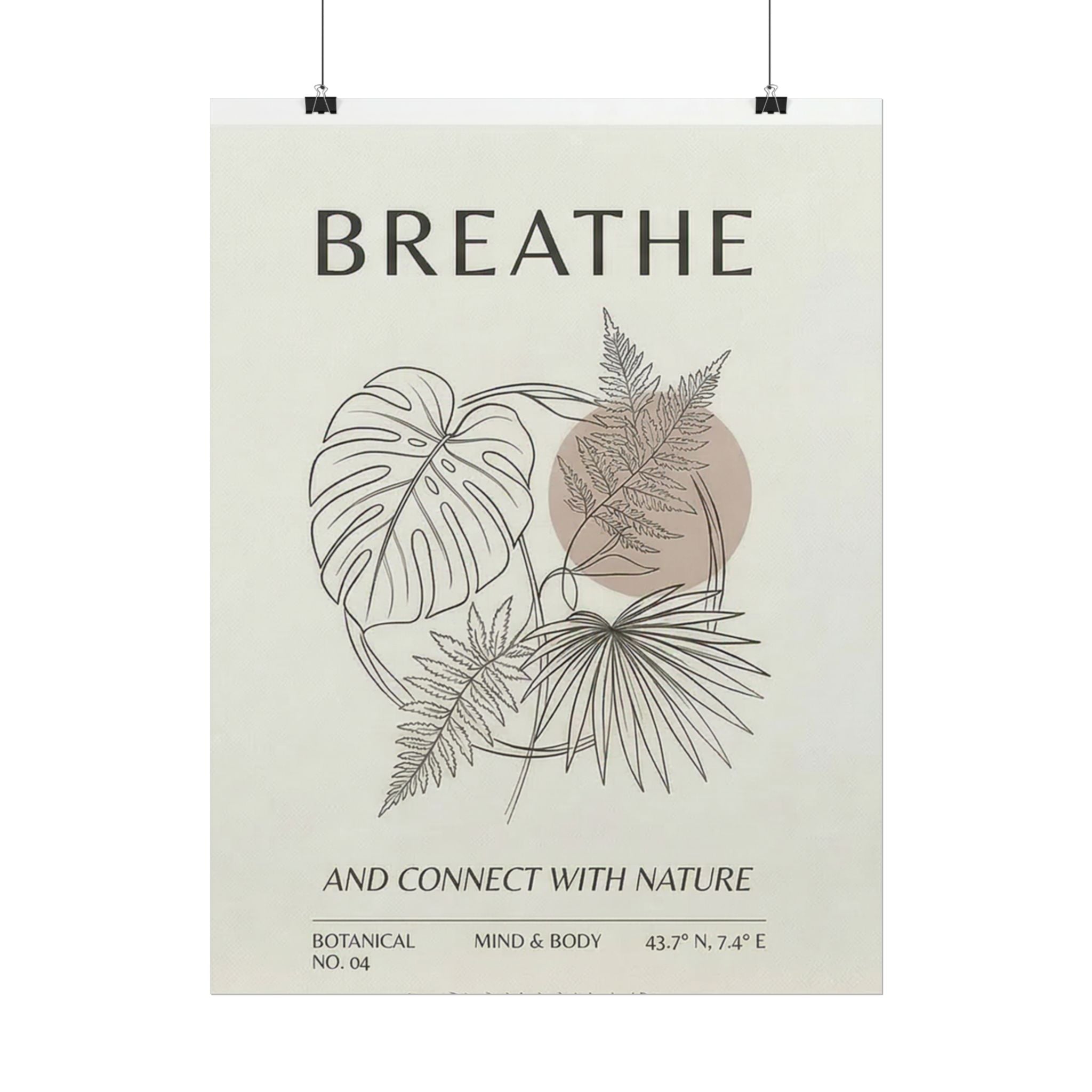 Biophilic breathe botanical wall art Rolled Poster | plant illustration, neutral tones