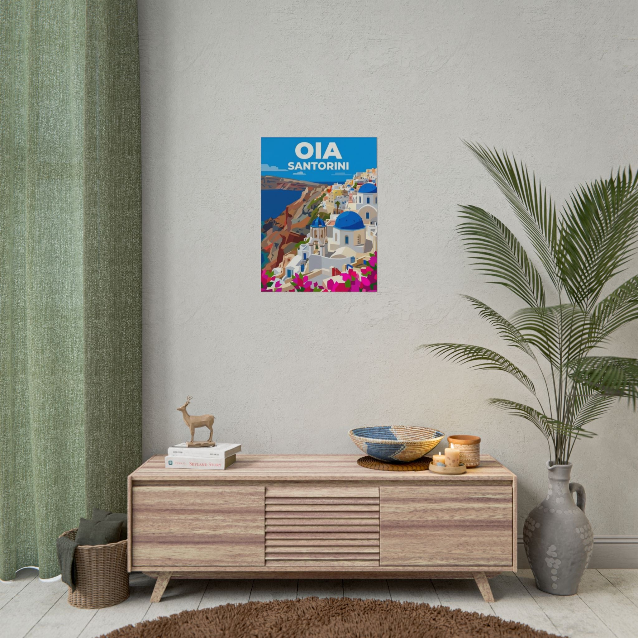 Oia Santorini Chic Travel Poster Rolled Poster | Block color | Greek Island Wall Art