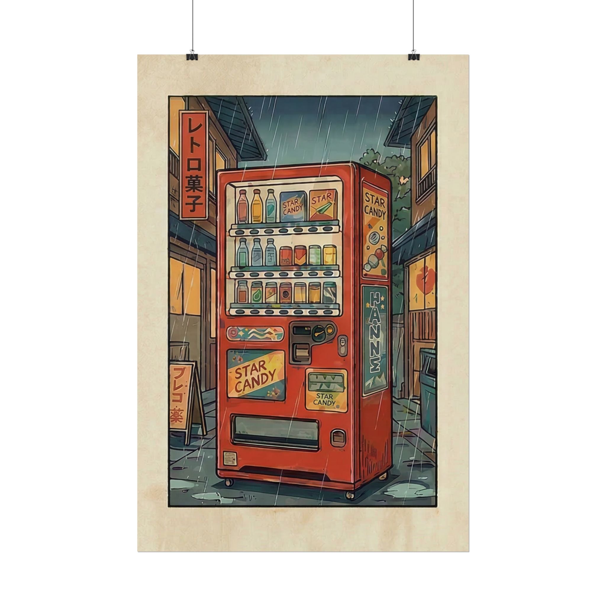 Retro Japanese Vending Machine Poster | Aged paper look | Rolled Poster