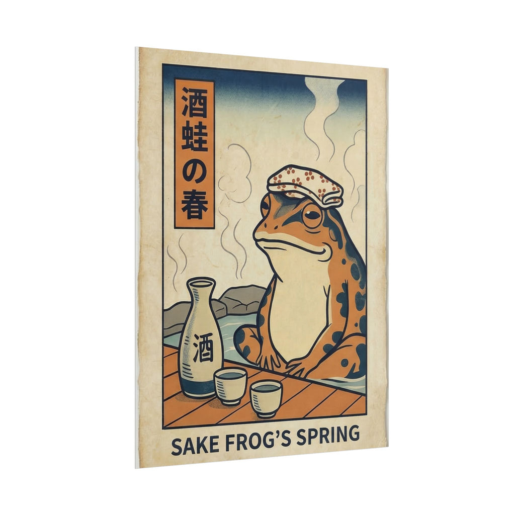 Sake Frog Illustration Rolled Poster | Japanese & Oriental Ukiyo-e Art Print