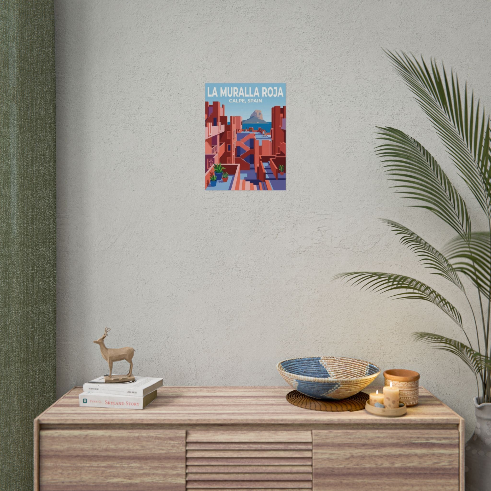 La Muralla Roja Calpe Spain Clean Minimalistic Poster | Rolled Poster, Architectural Travel Art