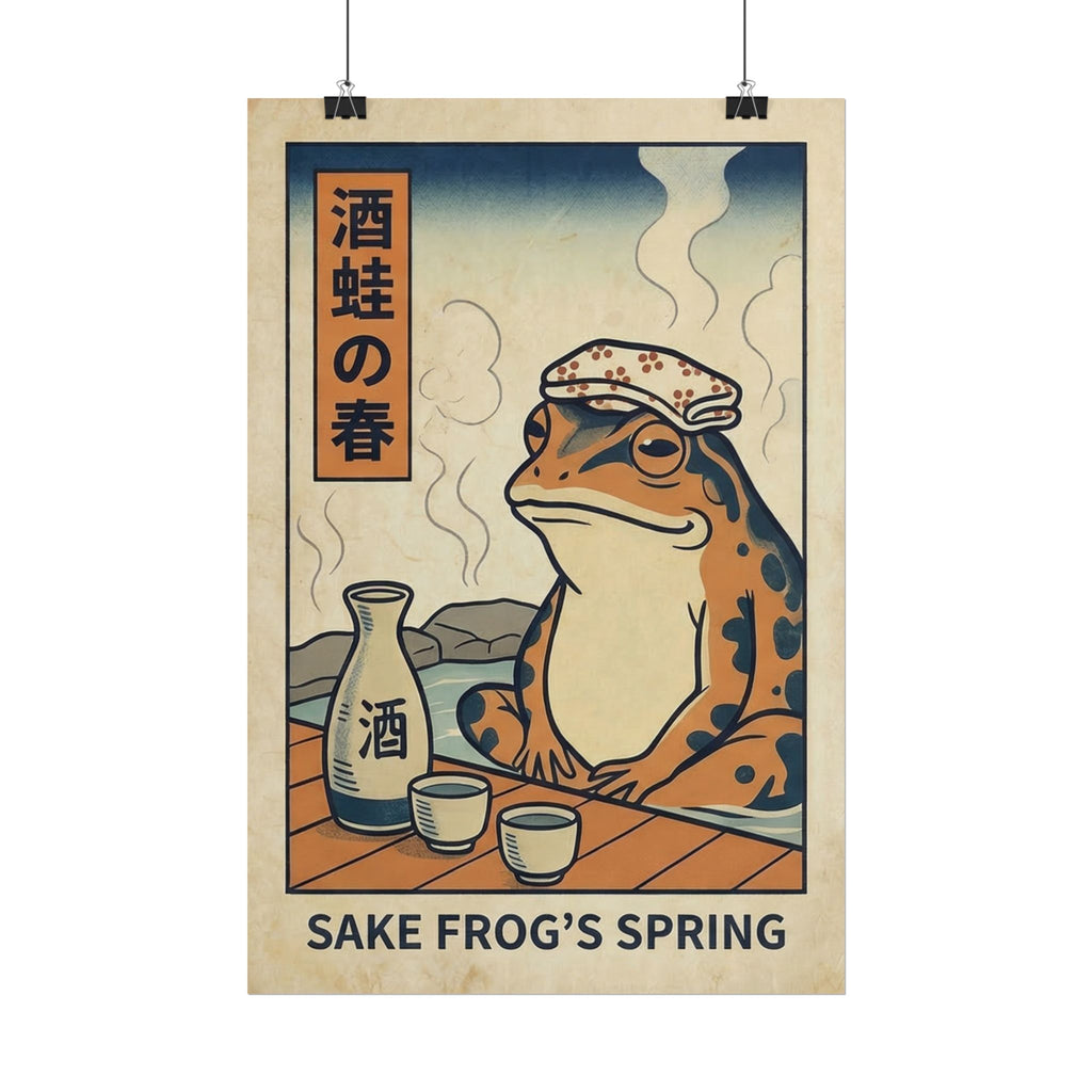 Sake Frog Illustration Rolled Poster | Japanese & Oriental Ukiyo-e Art Print