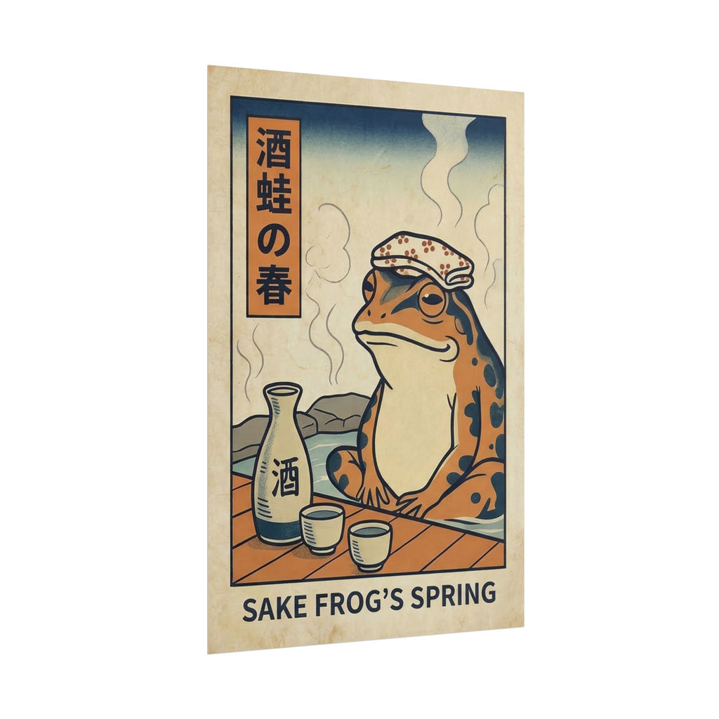 Sake Frog Illustration Rolled Poster | Japanese & Oriental Ukiyo-e Art Print