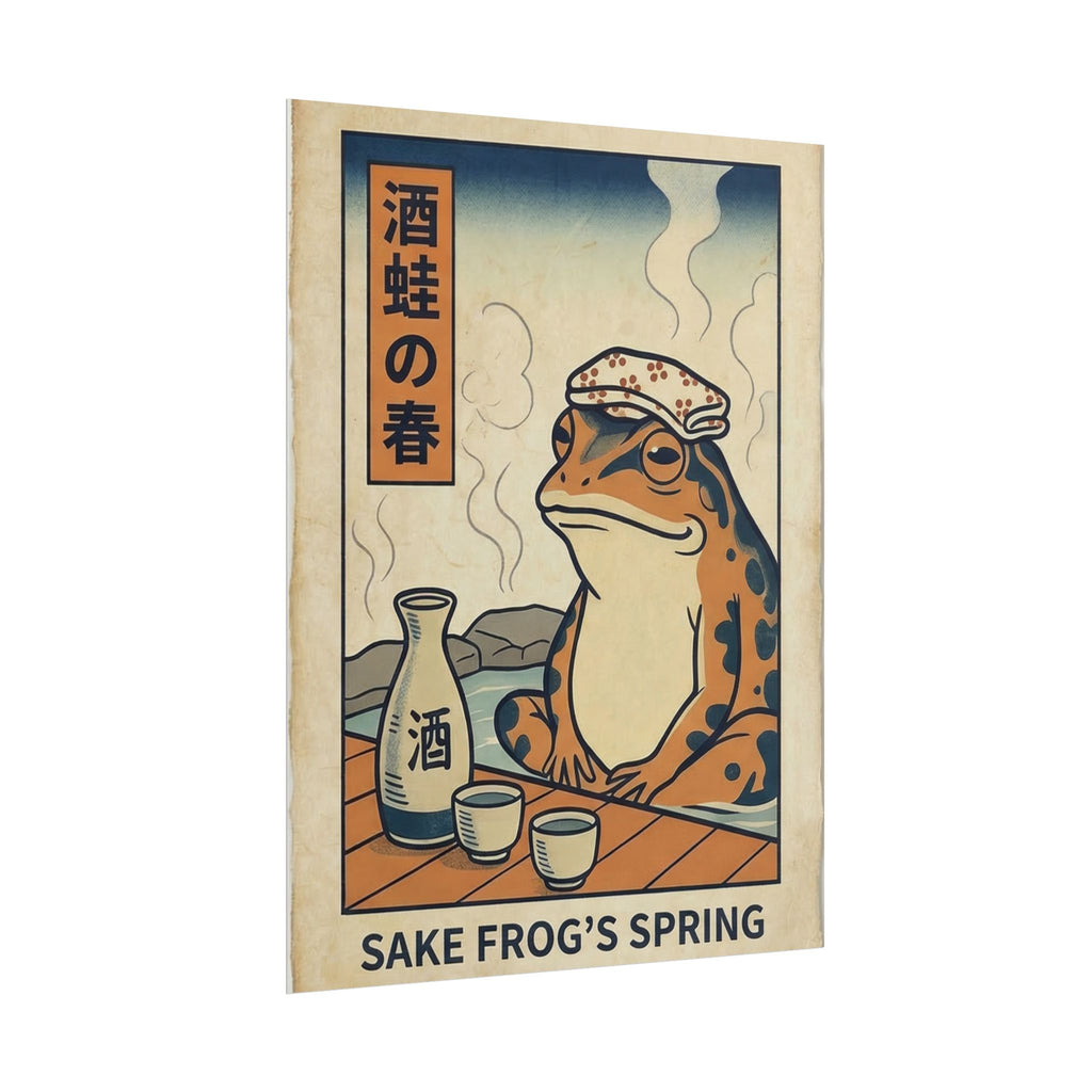 Sake Frog Illustration Rolled Poster | Japanese & Oriental Ukiyo-e Art Print