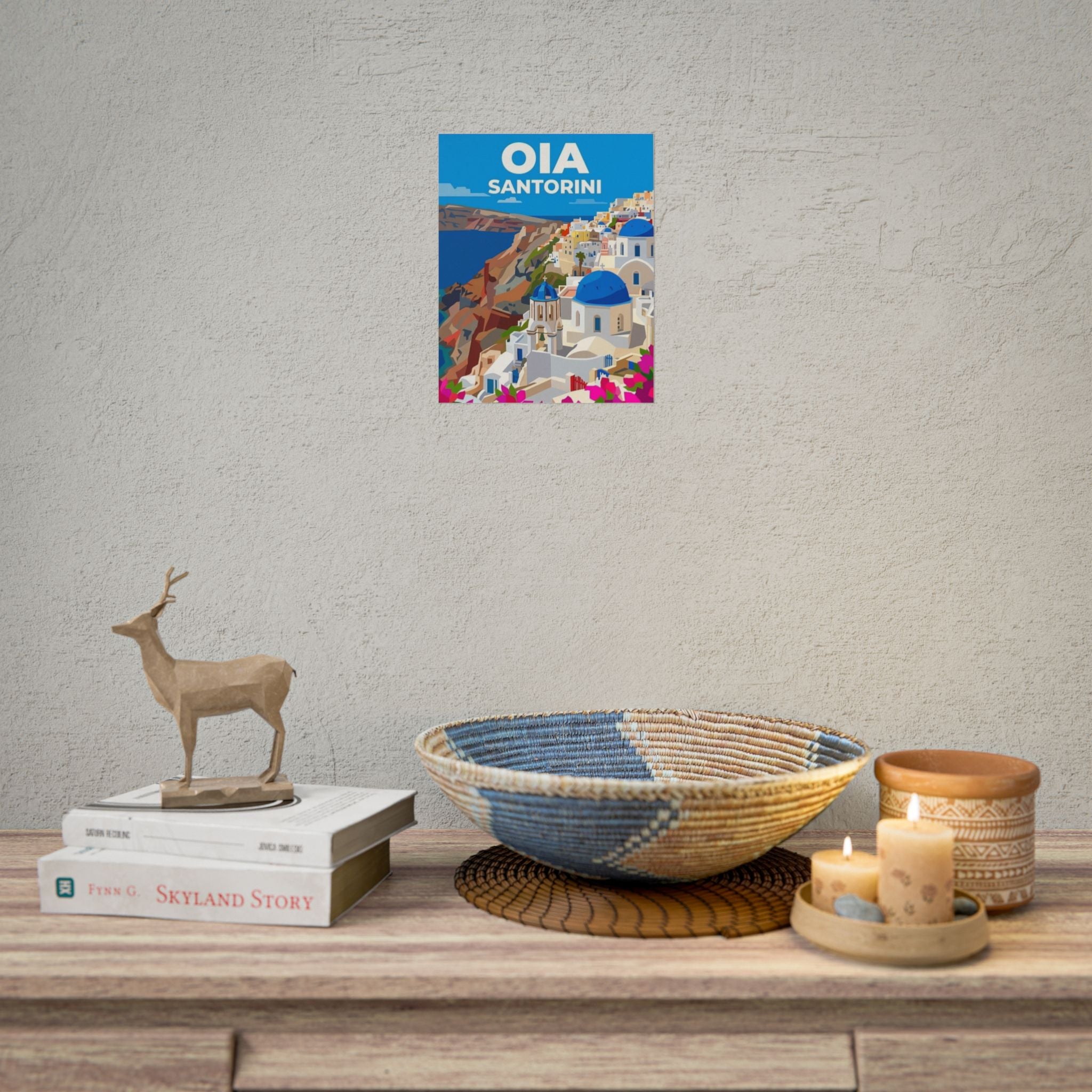 Oia Santorini Chic Travel Poster Rolled Poster | Block color | Greek Island Wall Art