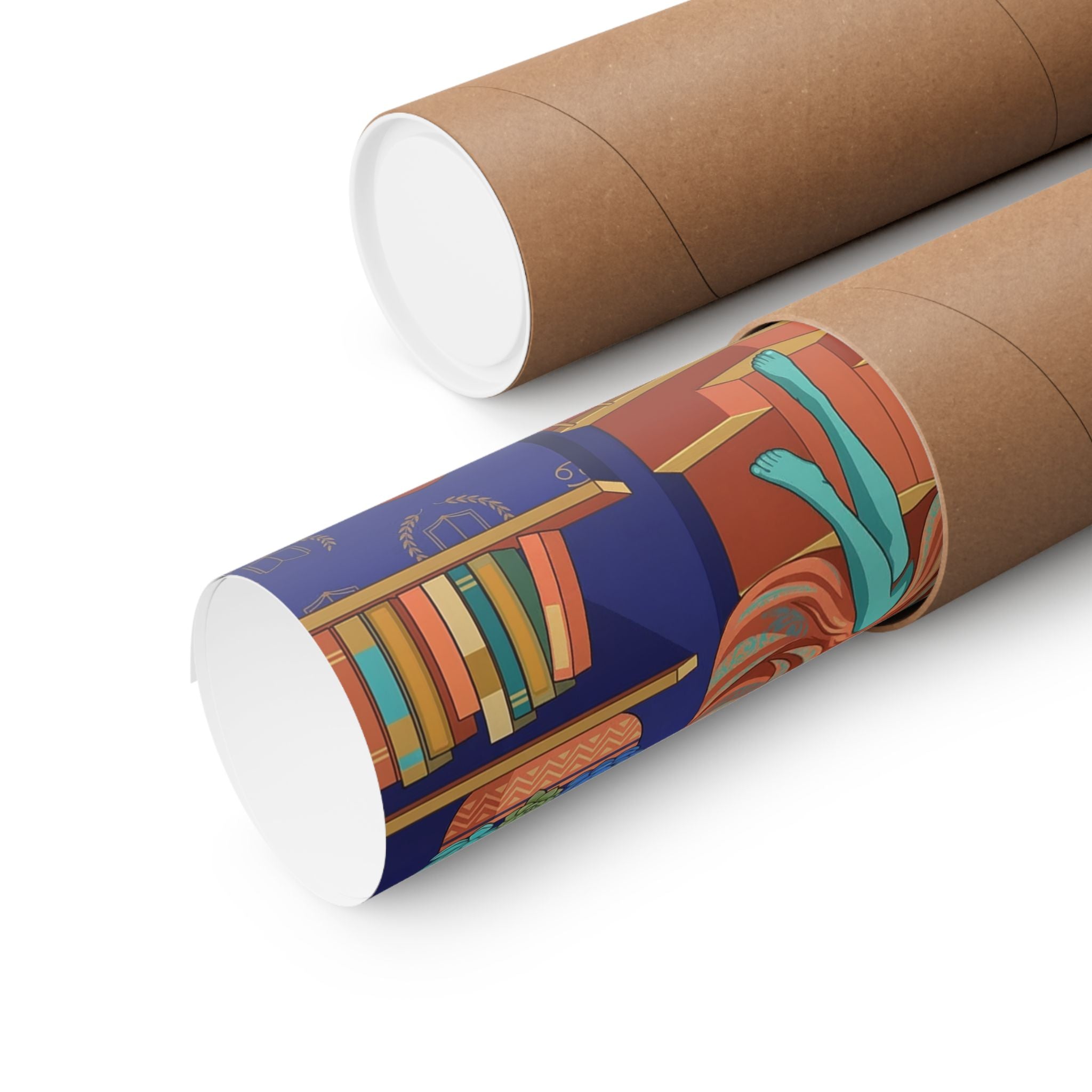 The Book Lover's Paradise Matte Vertical Poster | Reading Illustration