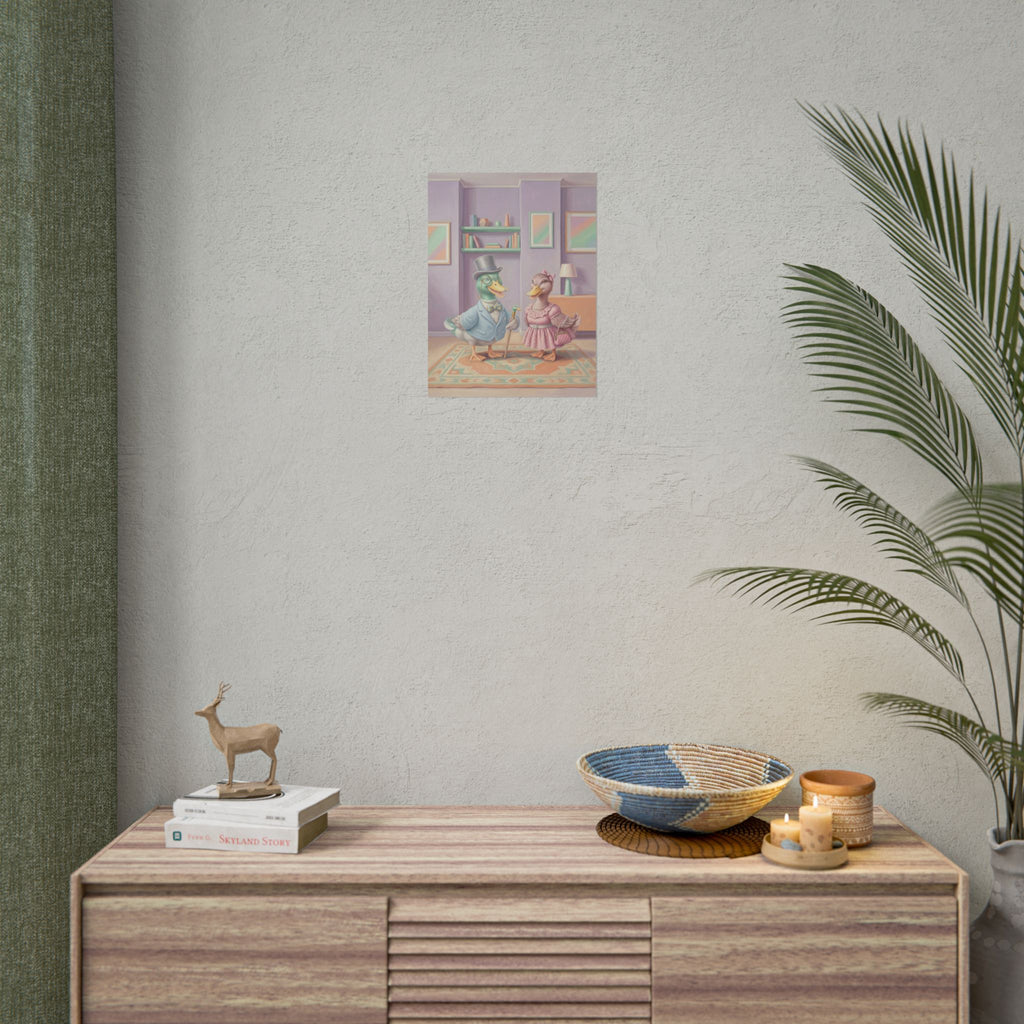 Rolled Poster — Vintage Dressed Ducks Illustration (Whimsical Nursery Wall Art)