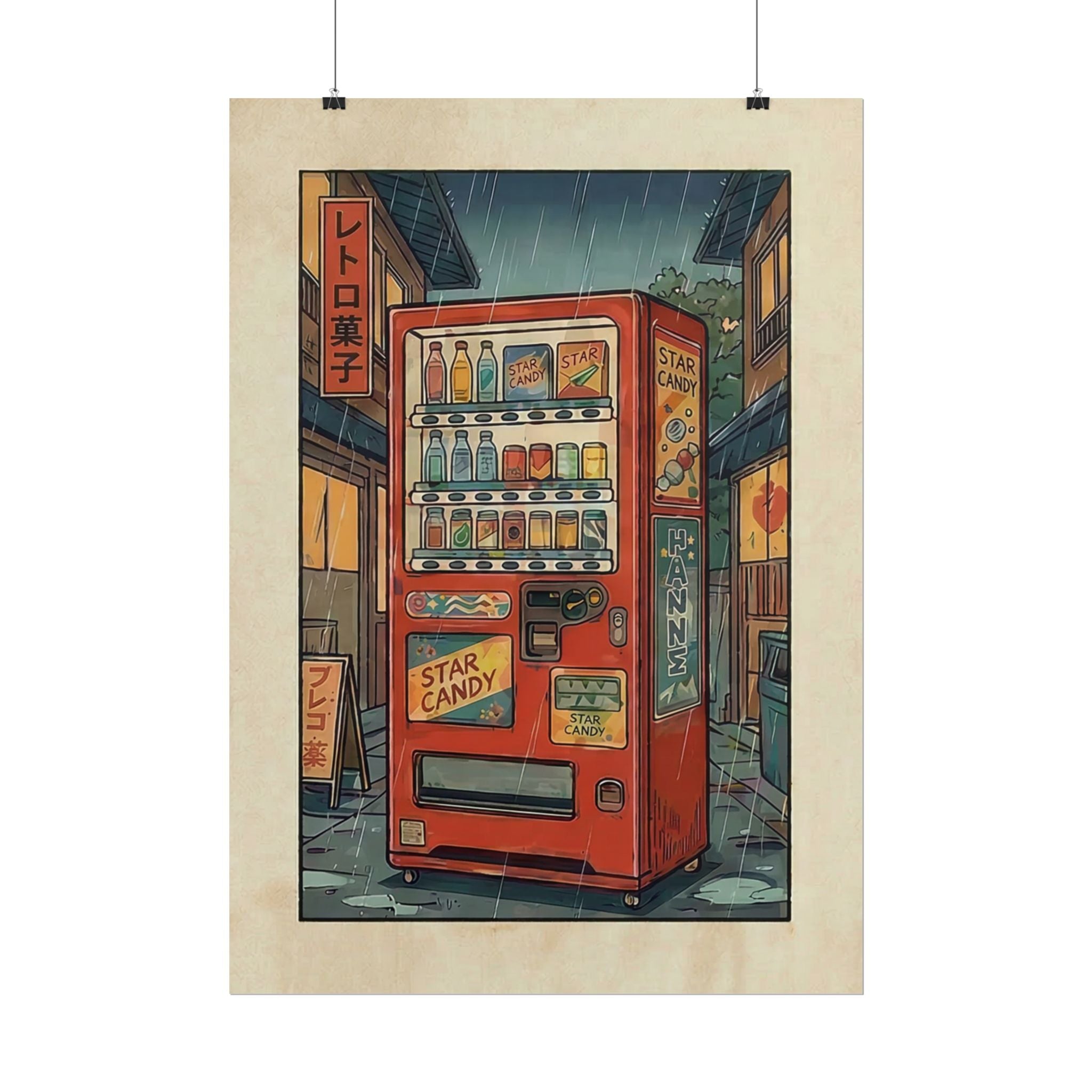 Retro Japanese Vending Machine Poster | Aged paper look | Rolled Poster