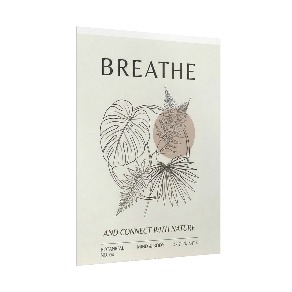 Biophilic breathe botanical wall art Rolled Poster | plant illustration, neutral tones
