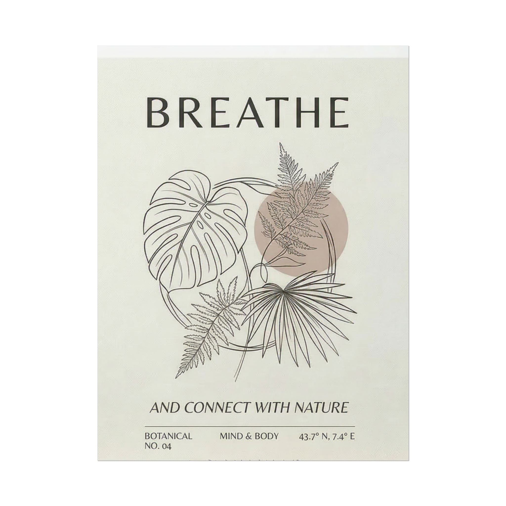 Biophilic breathe botanical wall art Rolled Poster | plant illustration, neutral tones