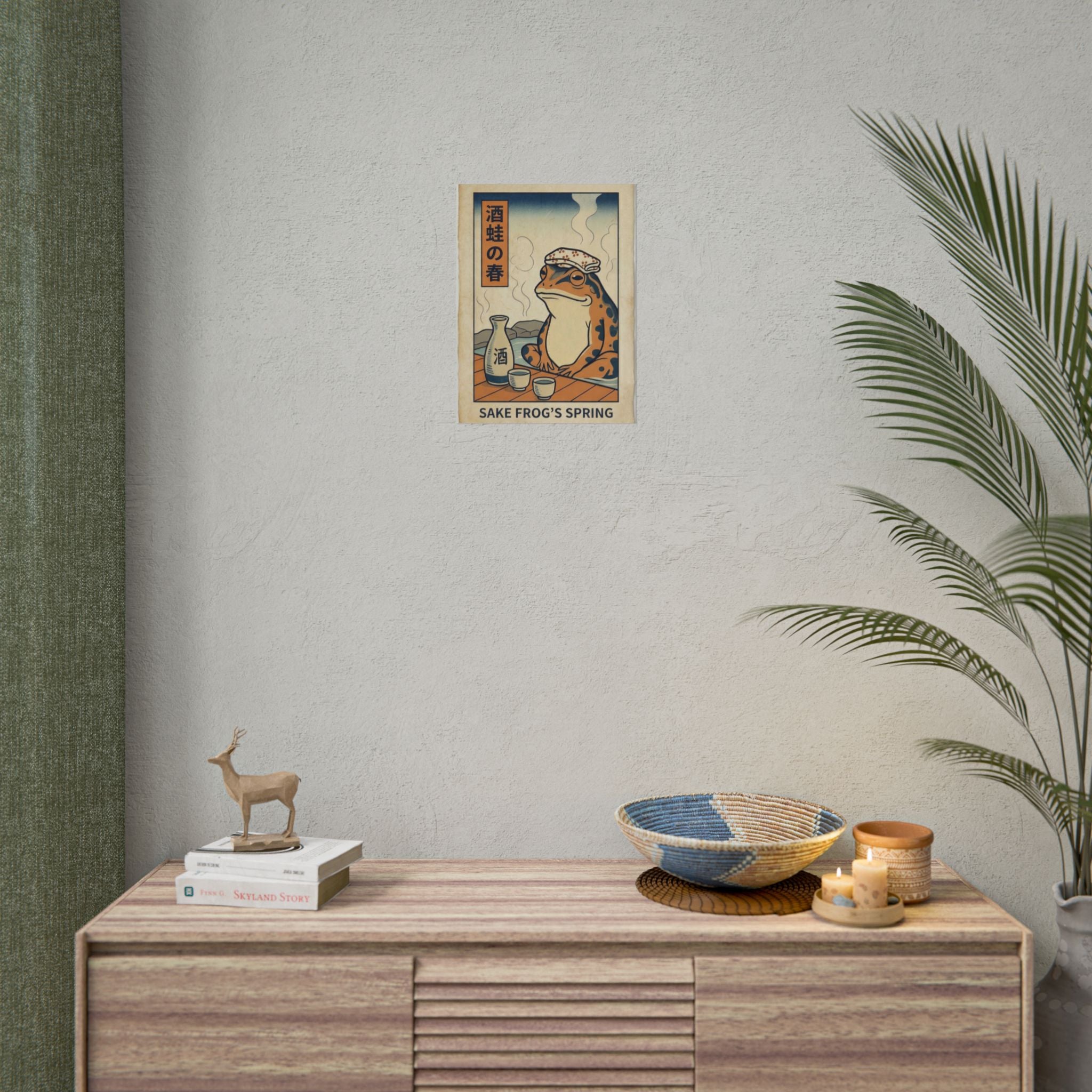 Sake Frog Illustration Rolled Poster | Japanese & Oriental Ukiyo-e Art Print