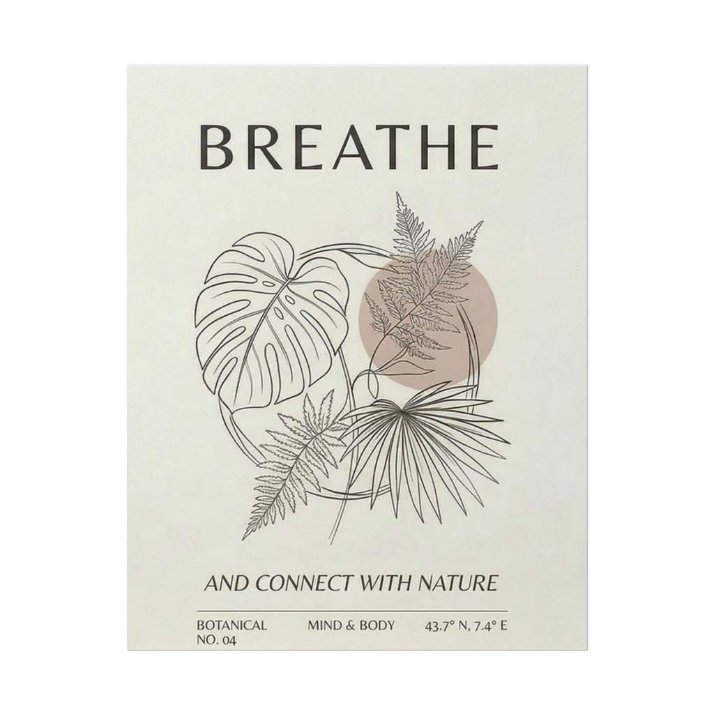 Biophilic breathe botanical wall art Rolled Poster | plant illustration, neutral tones