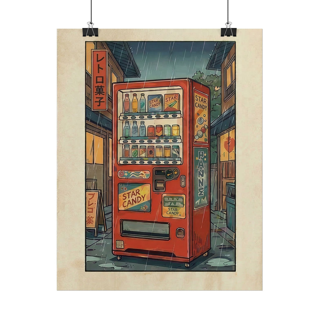 Retro Japanese Vending Machine Poster | Aged paper look | Rolled Poster