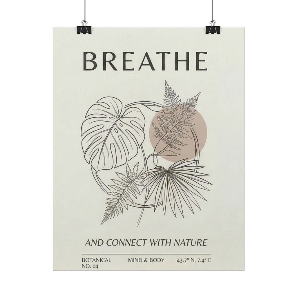 Biophilic breathe botanical wall art Rolled Poster | plant illustration, neutral tones
