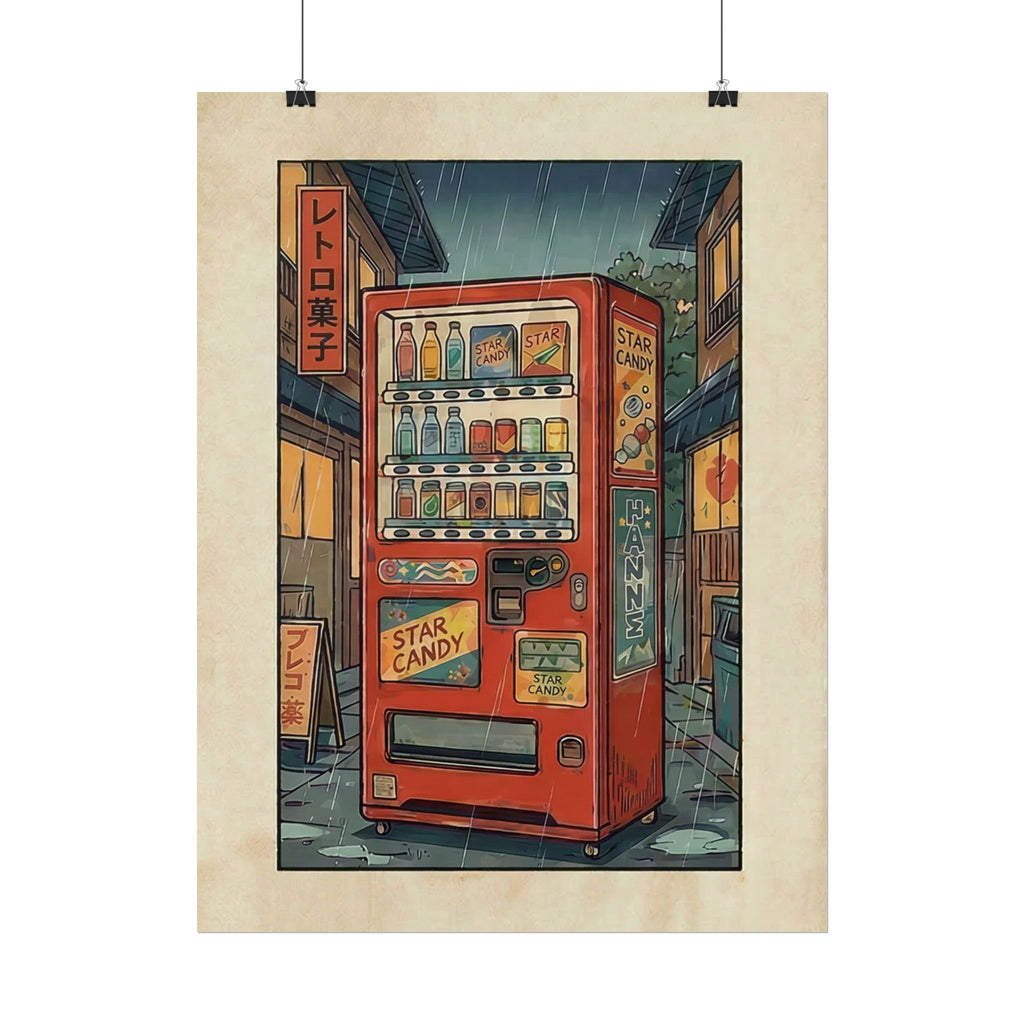 Retro Japanese Vending Machine Poster | Aged paper look | Rolled Poster