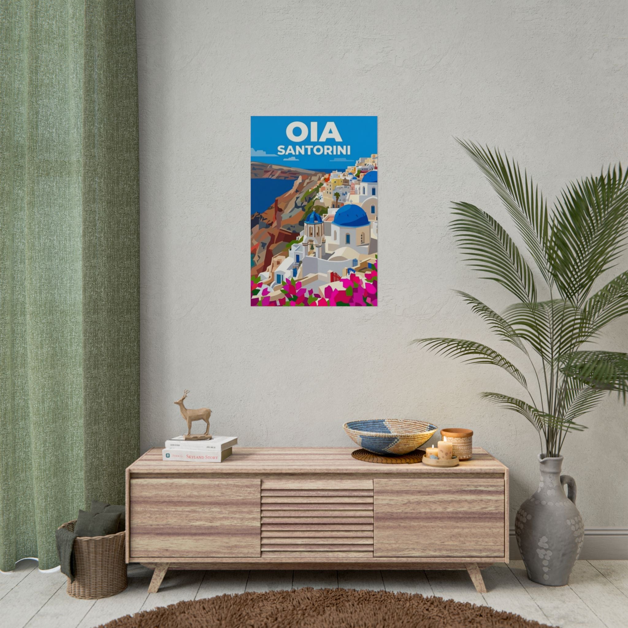 Oia Santorini Chic Travel Poster Rolled Poster | Block color | Greek Island Wall Art